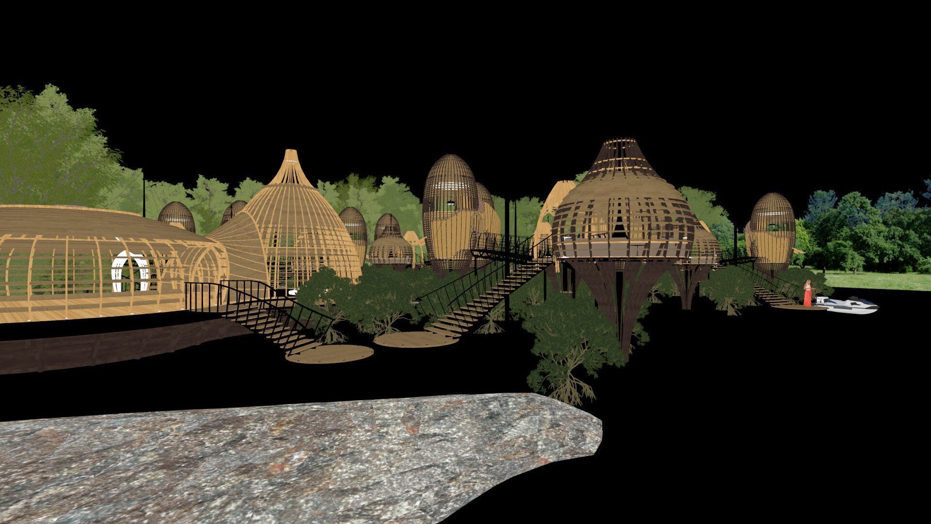 Futuristic Eco Resort in Mangrove Forest - Vray 3D Scene  Low-poly 3D model_14