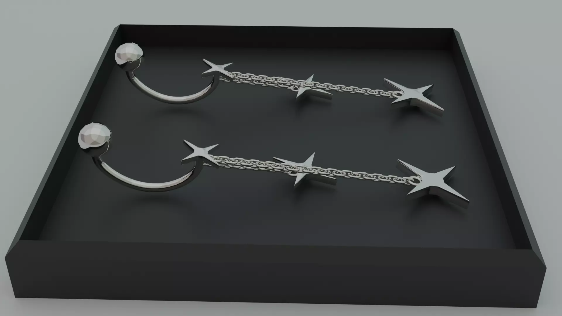 Star Earrings 3D model_0