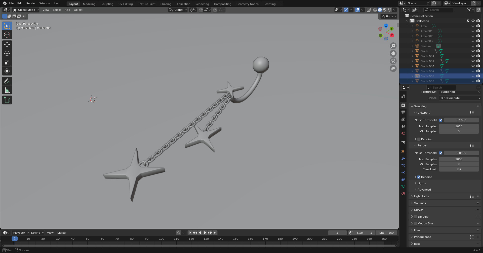 Star Earrings 3D model_4