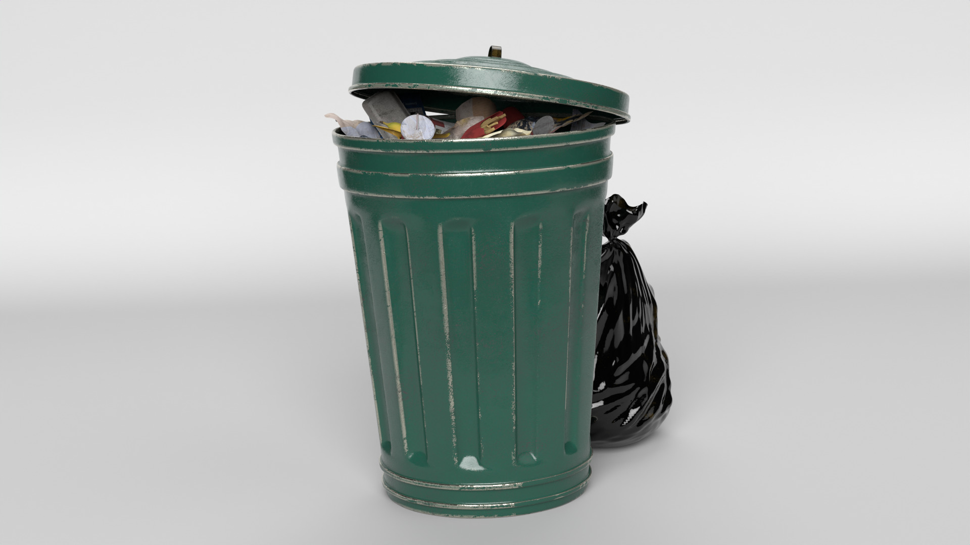 Trash can and garbage 3D model_6