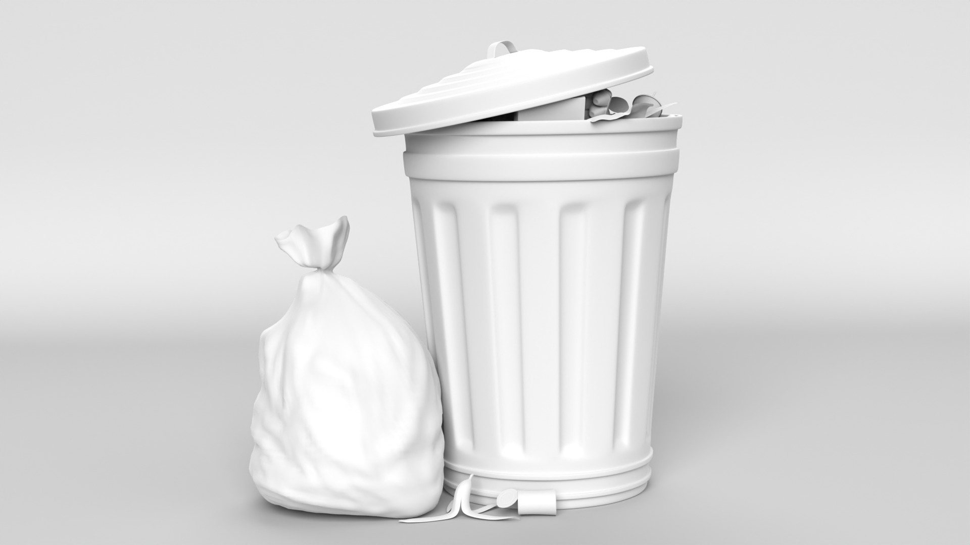 Trash can and garbage 3D model_10