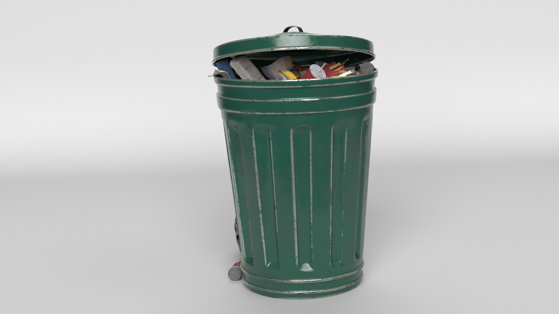 Trash can and garbage 3D model_7