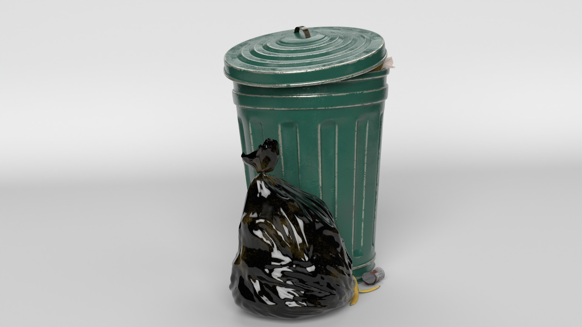 Trash can and garbage 3D model_2