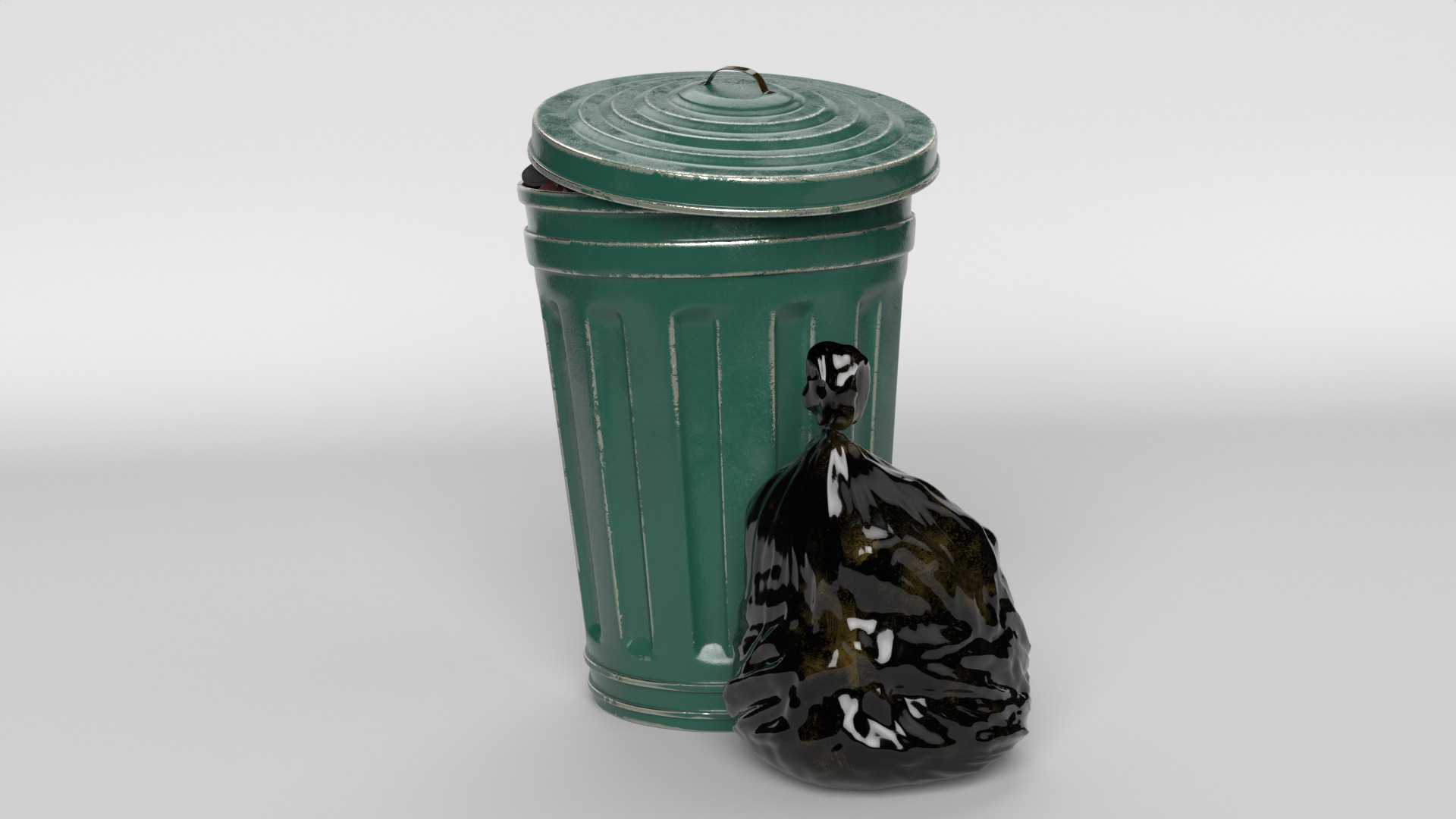 Trash can and garbage 3D model_3