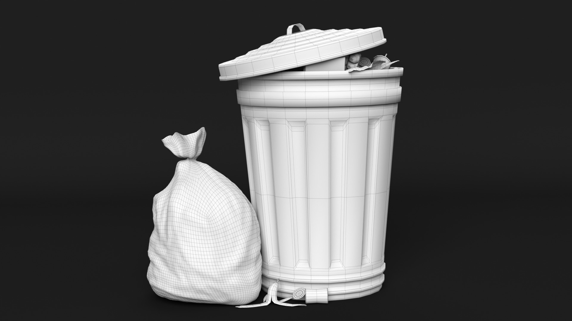 Trash can and garbage 3D model_11
