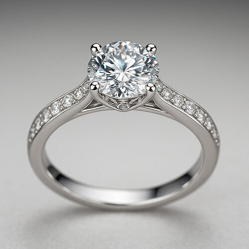 White Gold Diamond Engagement Ring Luxury Solitaire Style 3D print model
