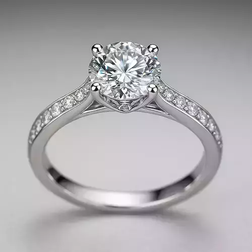 White Gold Diamond Engagement Ring Luxury Solitaire Style 3D print model