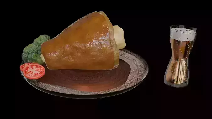 Food German Pork Knuckle and beer combo