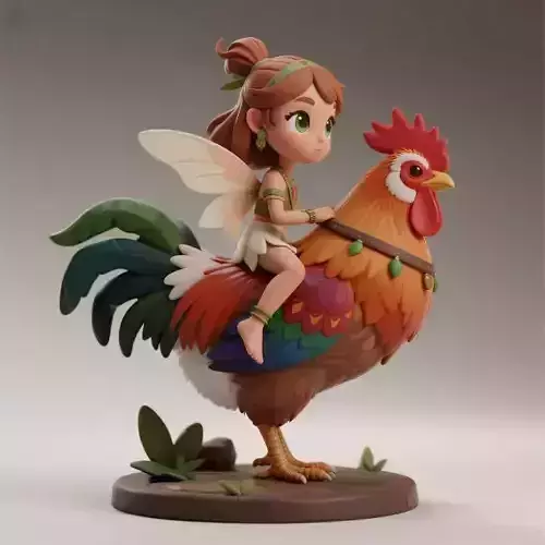 1096  Fairy Rider  COLORFUL  3D Printed   Statue