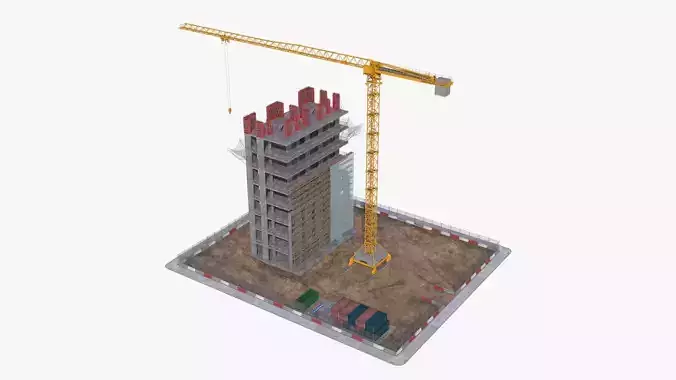 Under Construction Scene Low-poly 3D model