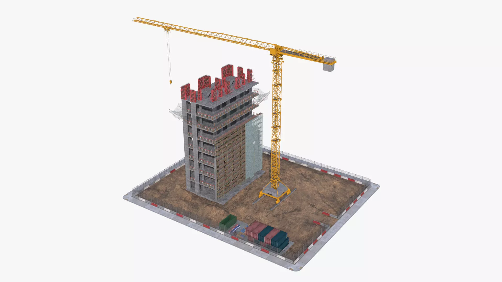 Under Construction Scene Low-poly 3D model_0