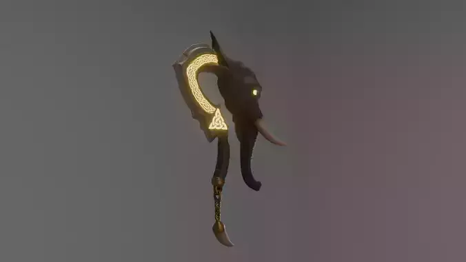 Fantasy Elephant Axe  Game Ready Stylized 3D Weapon