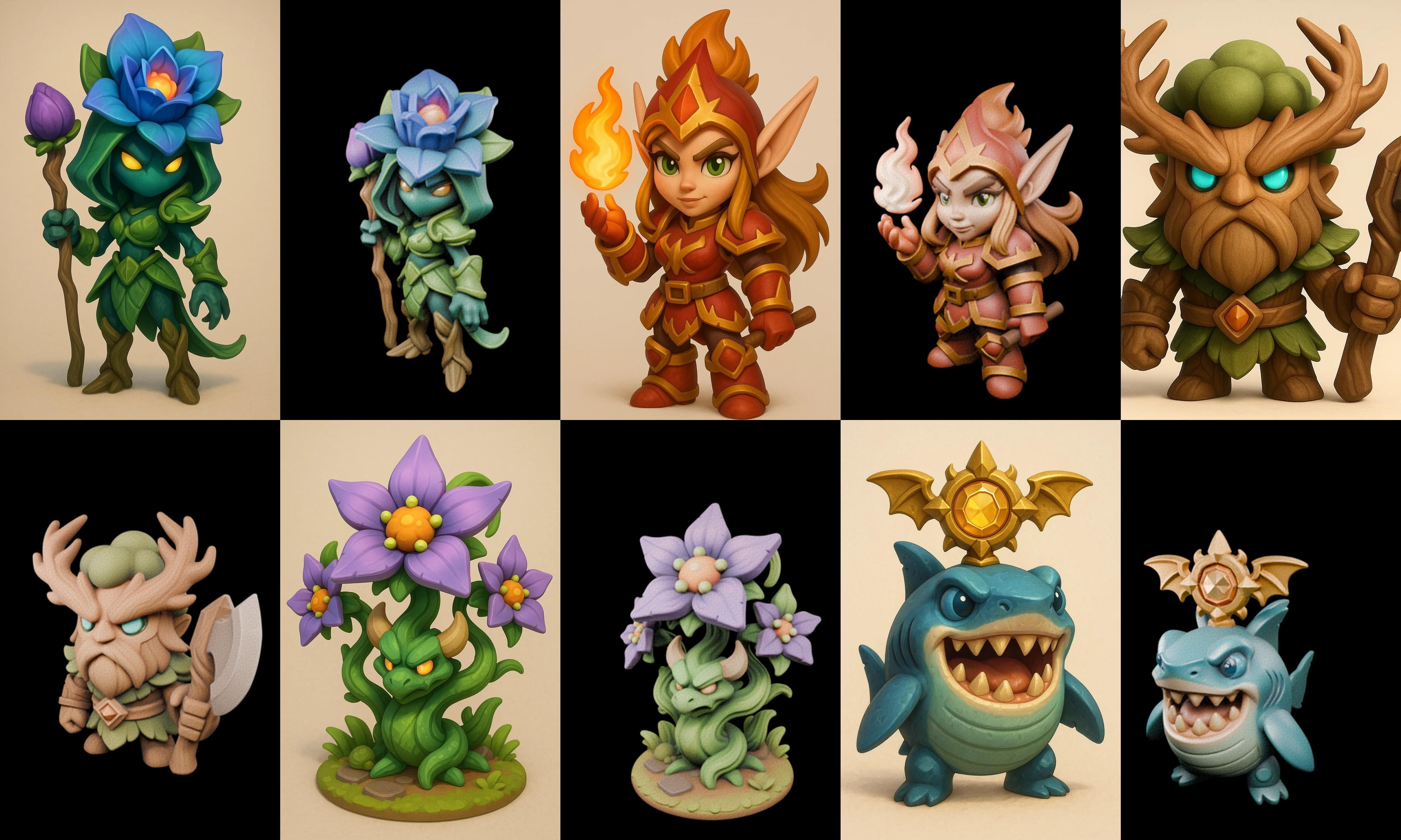 Role Play Fantasy Character bundle 72 pack 77 glb Low-poly 3D model_4