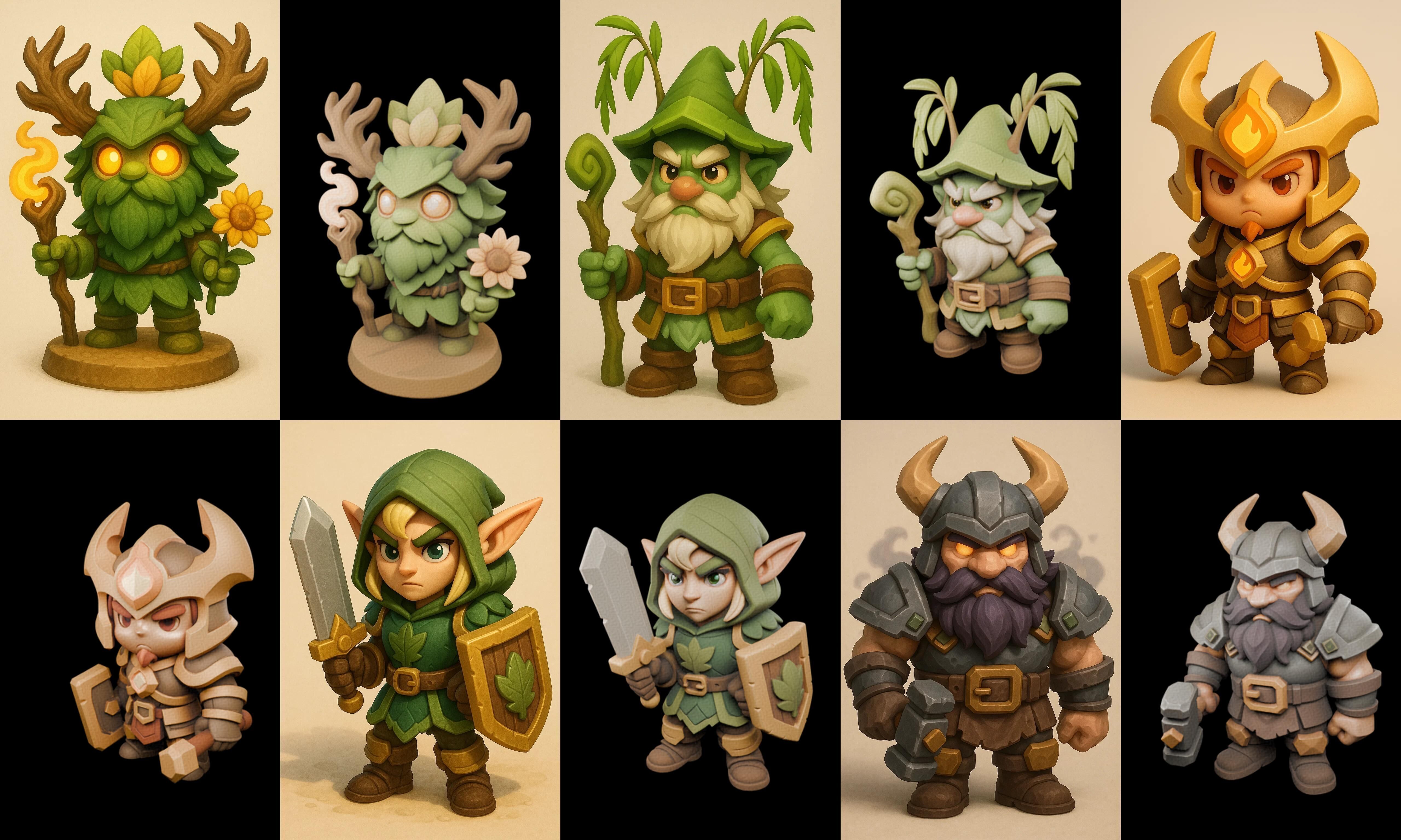 Role Play Fantasy Character bundle 72 pack 77 glb Low-poly 3D model_5