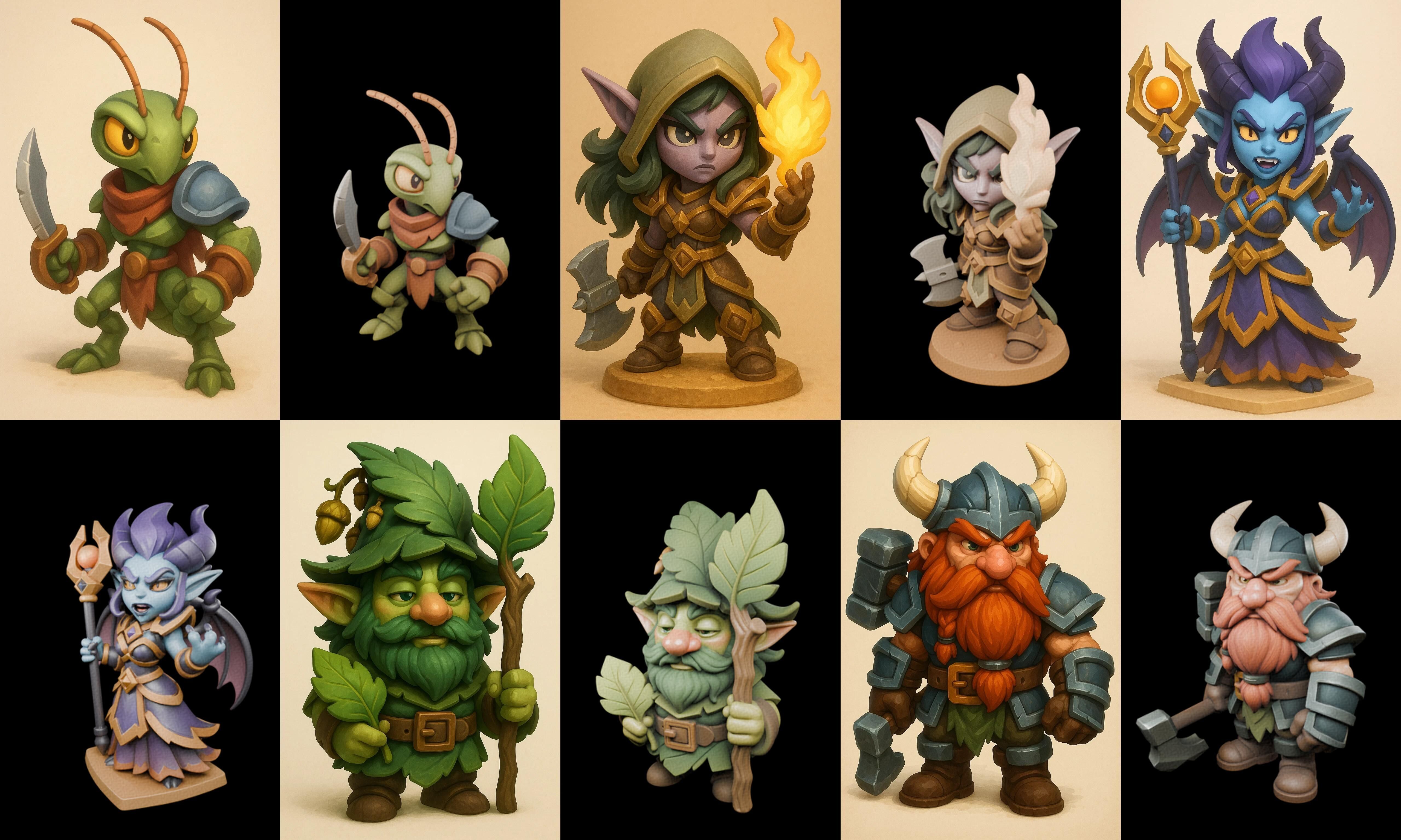 Role Play Fantasy Character bundle 72 pack 77 glb Low-poly 3D model_1