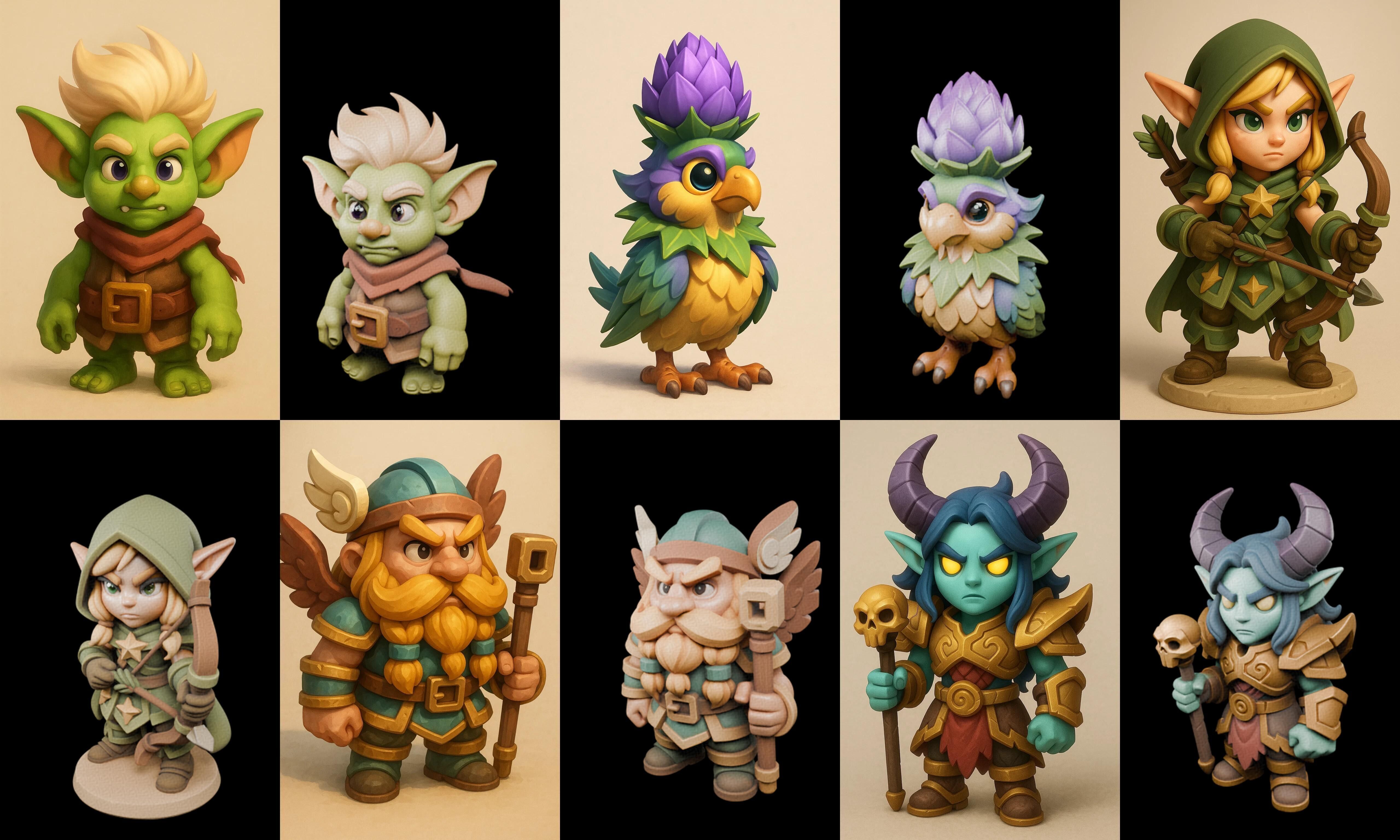 Role Play Fantasy Character bundle 72 pack 77 glb Low-poly 3D model_12