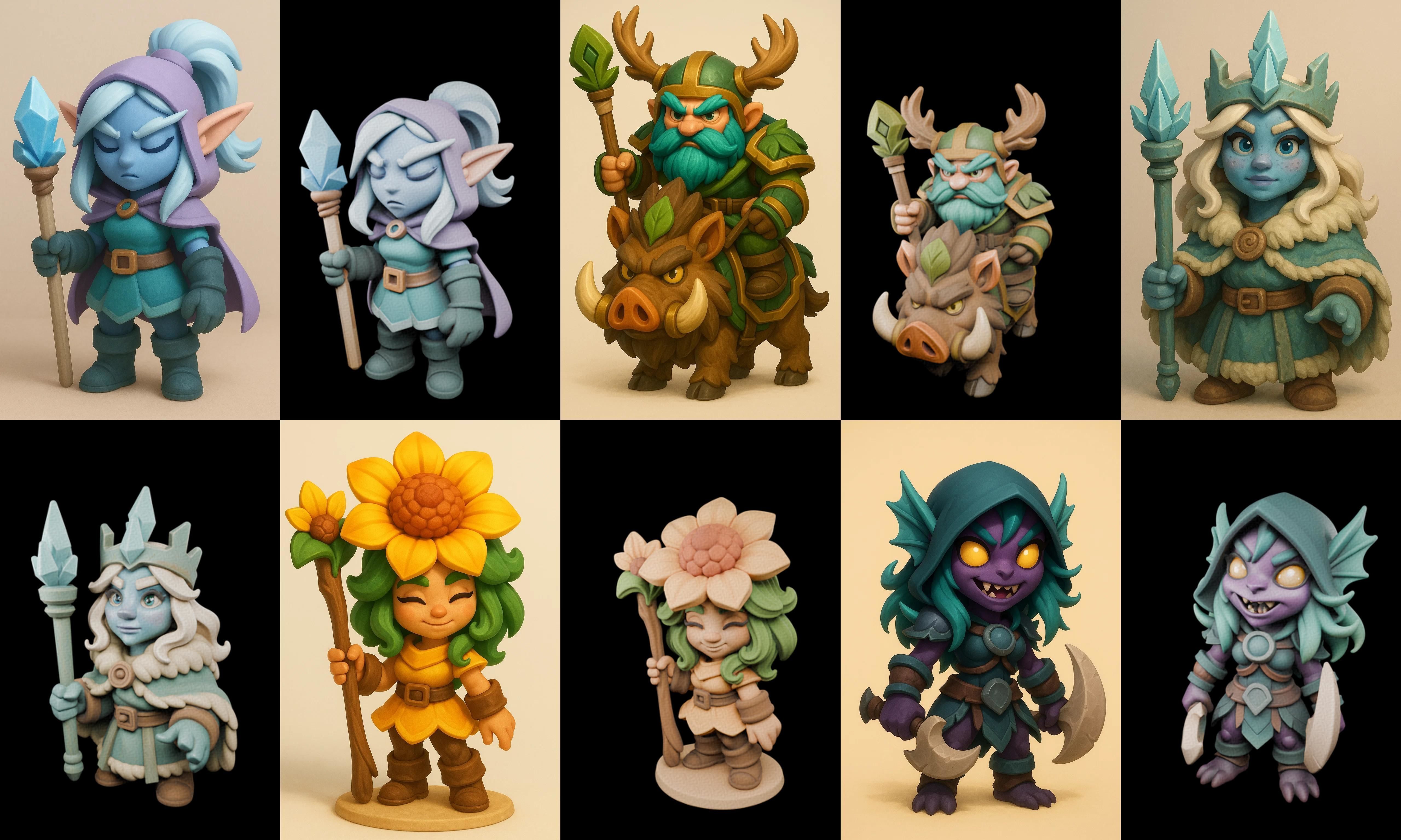 Role Play Fantasy Character bundle 72 pack 77 glb Low-poly 3D model_13