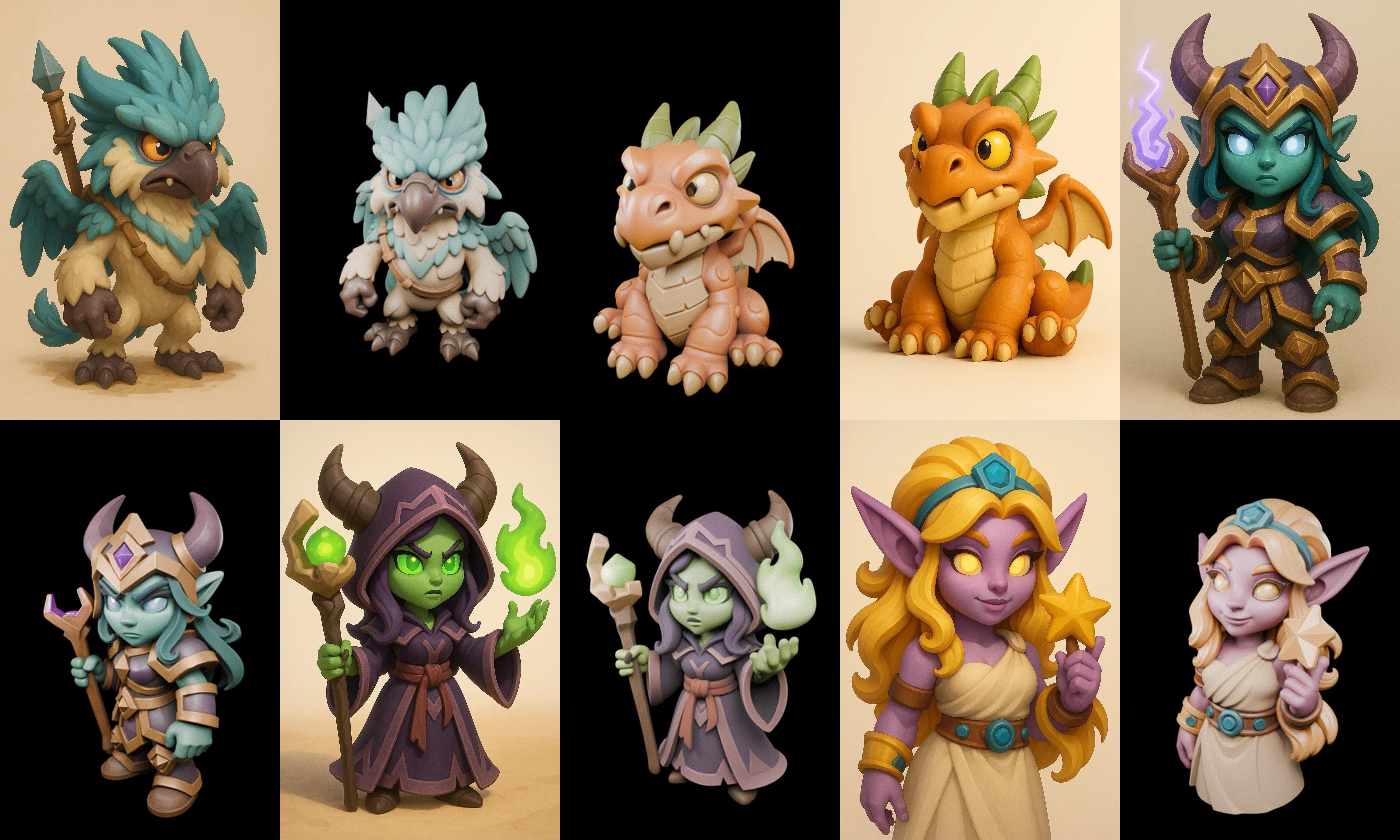 Role Play Fantasy Character bundle 72 pack 77 glb Low-poly 3D model_2