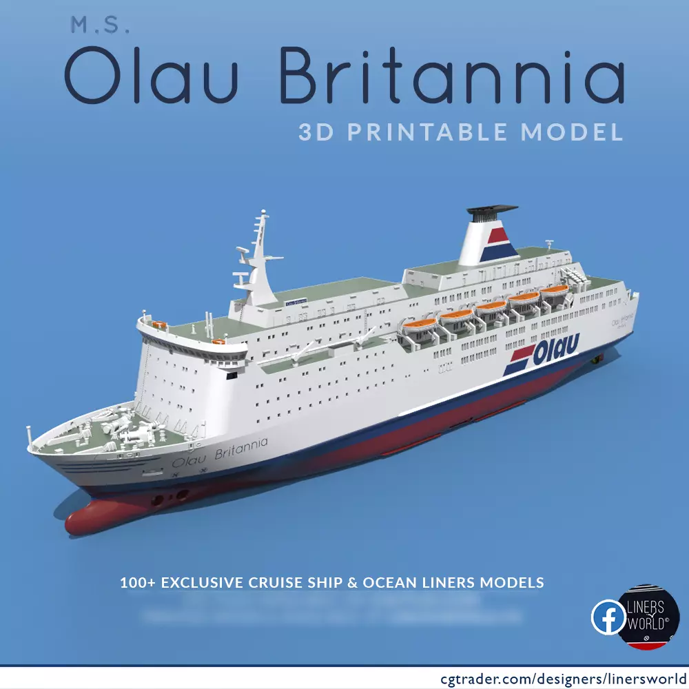 MS OLAU BRITANNIA ferry print ready model 3D print model