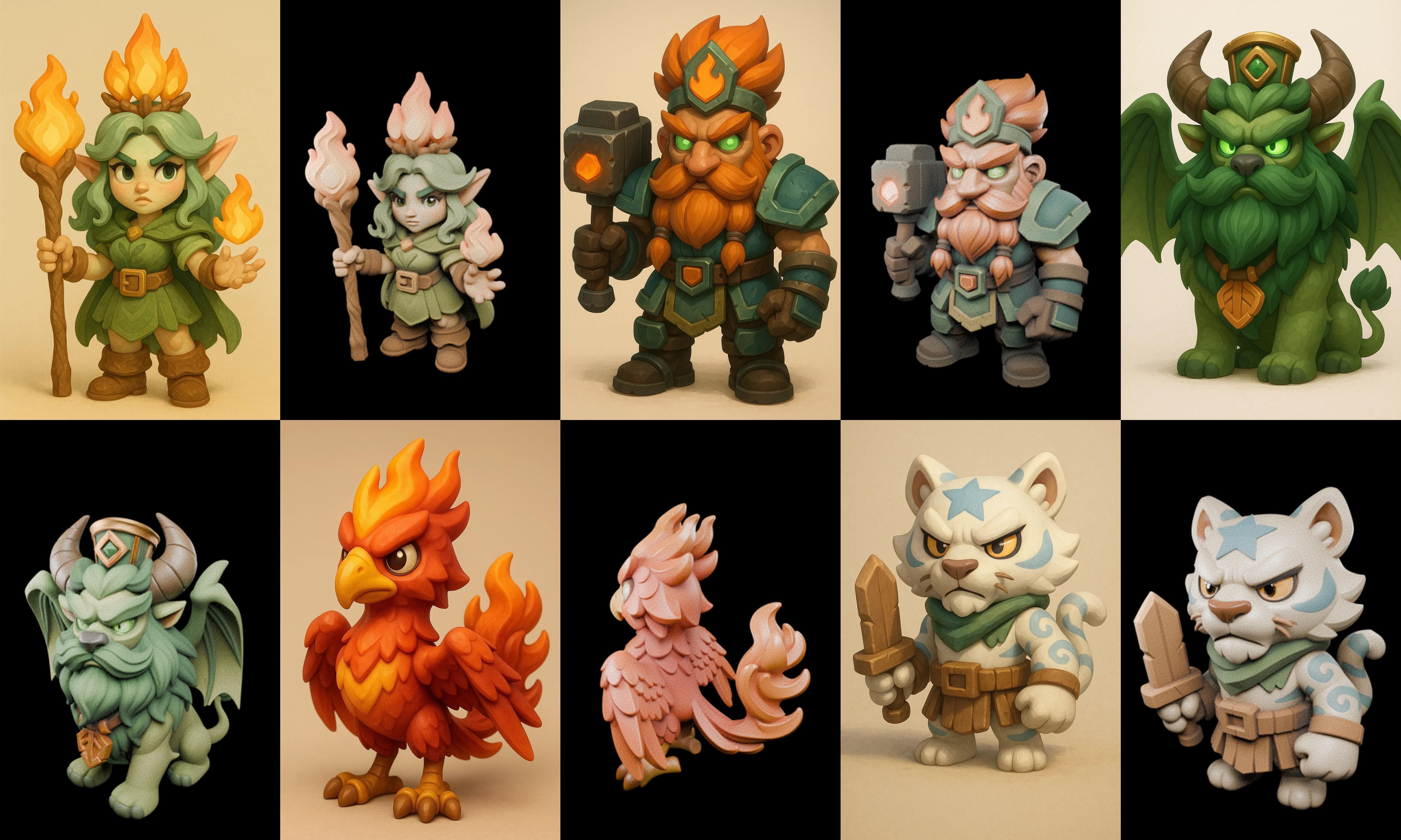 Role Play Fantasy Character bundle 71 pack 100 glb Low-poly 3D model_14