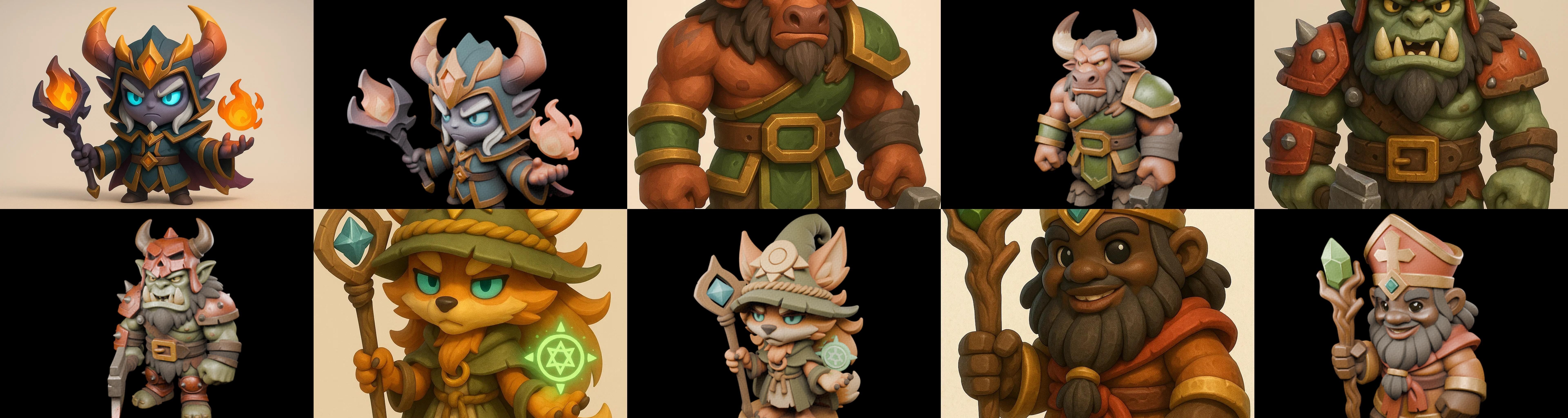 Role Play Fantasy Character bundle 71 pack 100 glb Low-poly 3D model_9