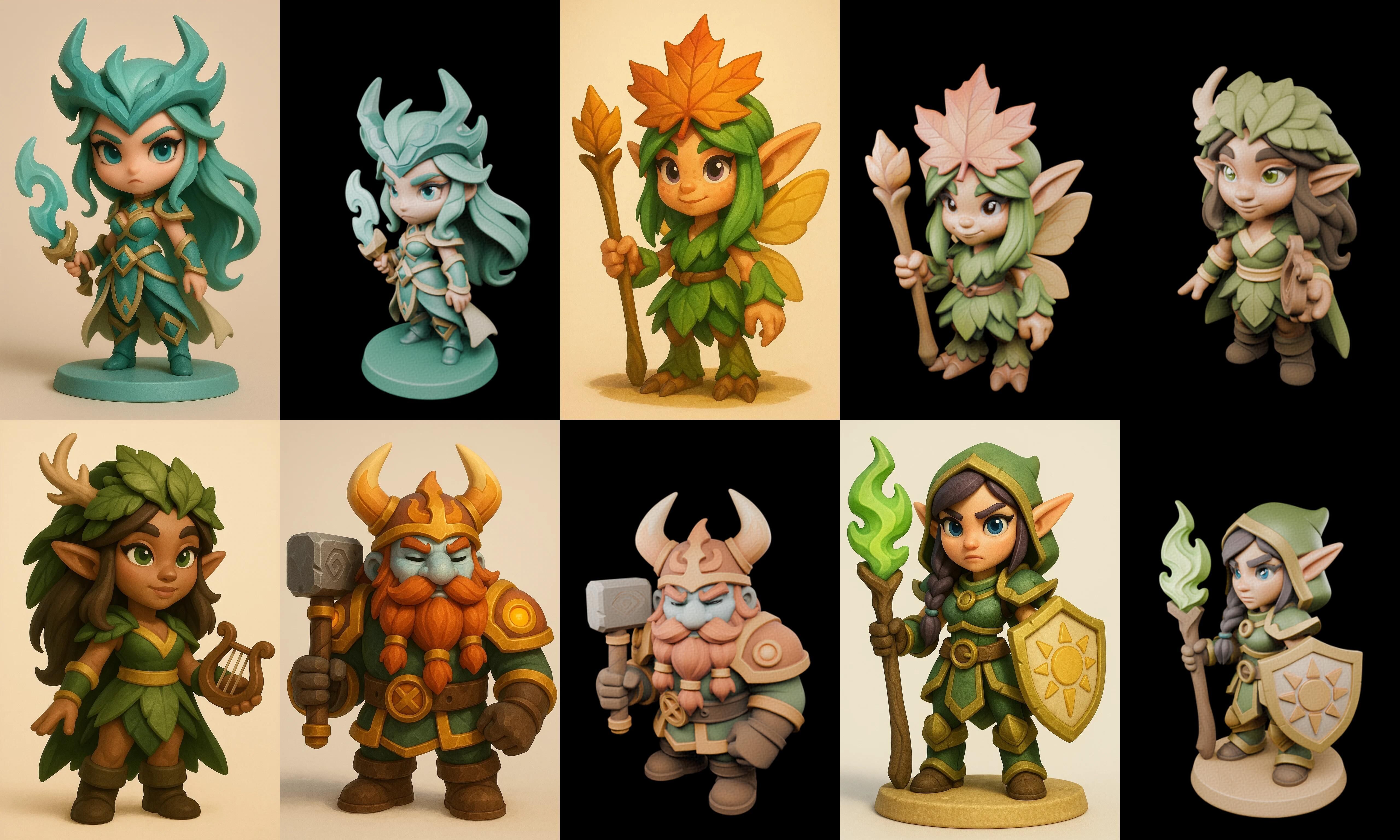Role Play Fantasy Character bundle 71 pack 100 glb Low-poly 3D model_13
