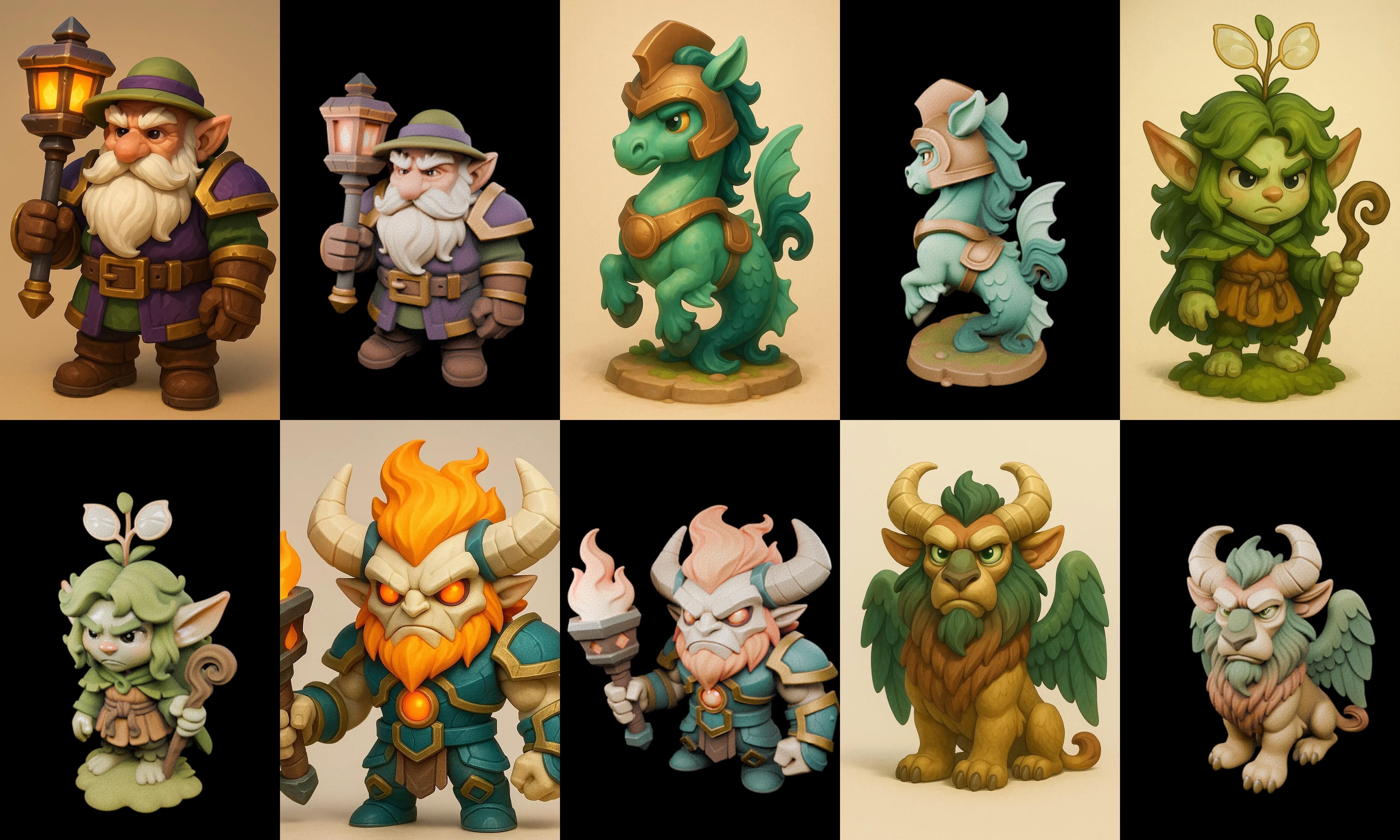 Role Play Fantasy Character bundle 71 pack 100 glb Low-poly 3D model_6