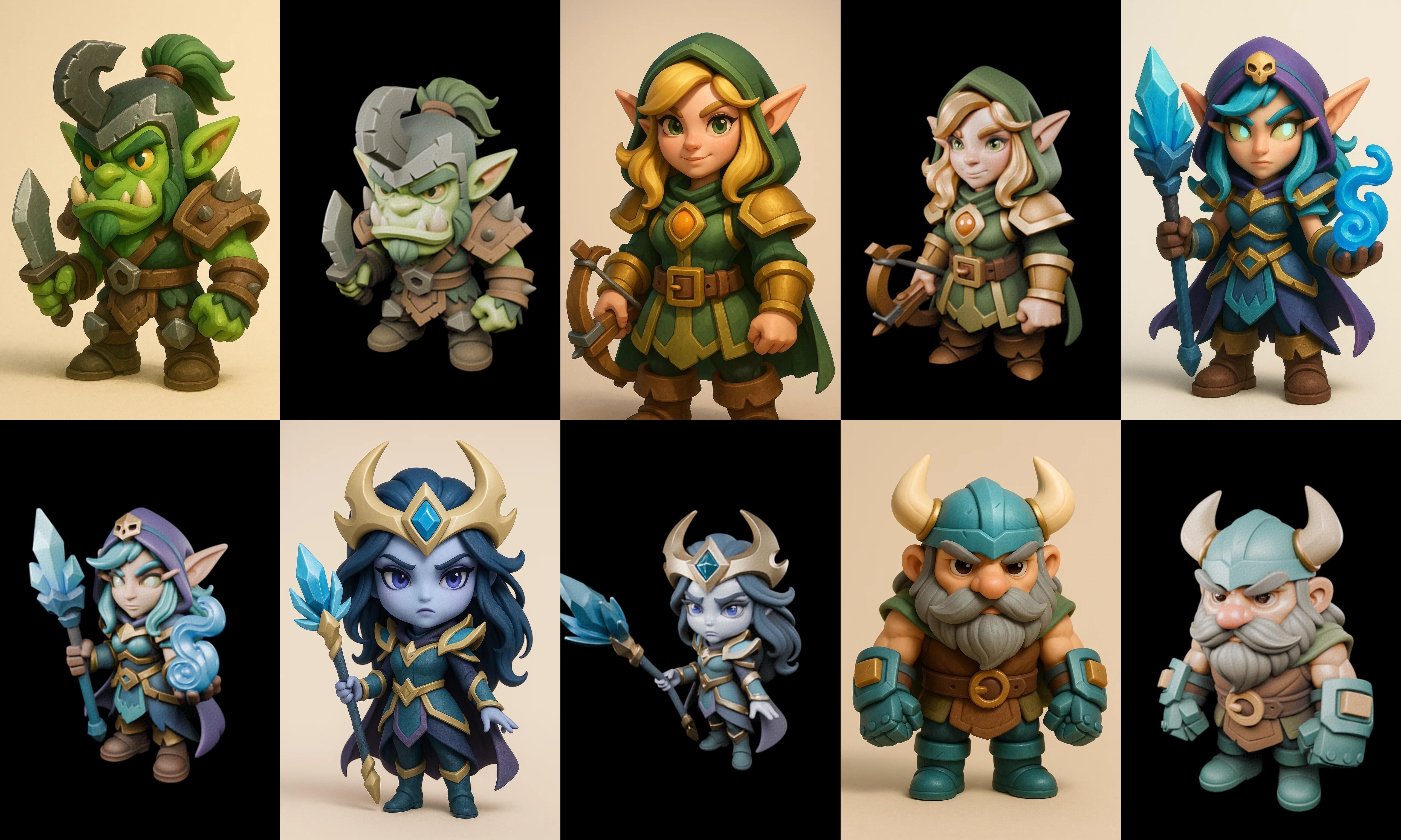 Role Play Fantasy Character bundle 71 pack 100 glb Low-poly 3D model_5
