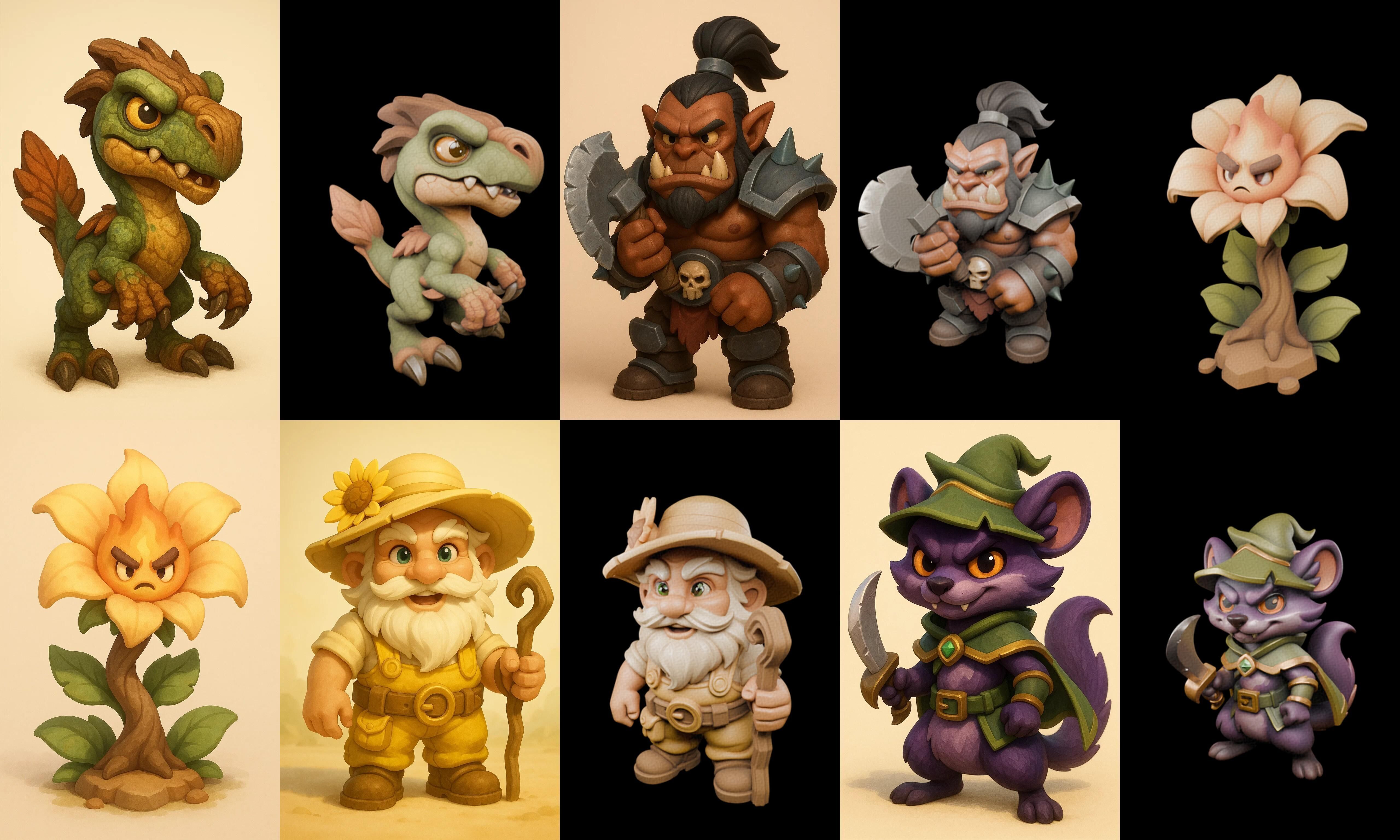 Role Play Fantasy Character bundle 71 pack 100 glb Low-poly 3D model_2