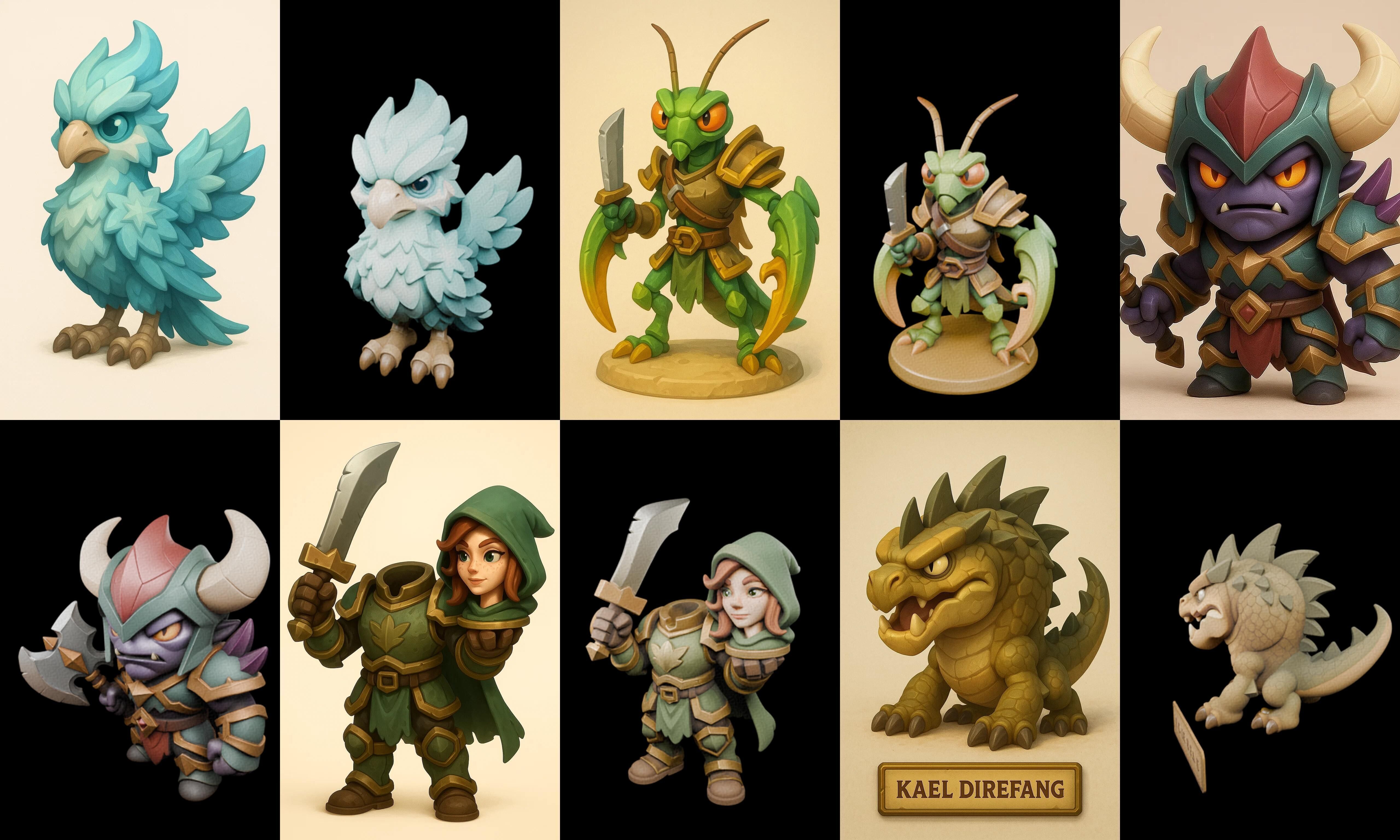 Role Play Fantasy Character bundle 71 pack 100 glb Low-poly 3D model_19