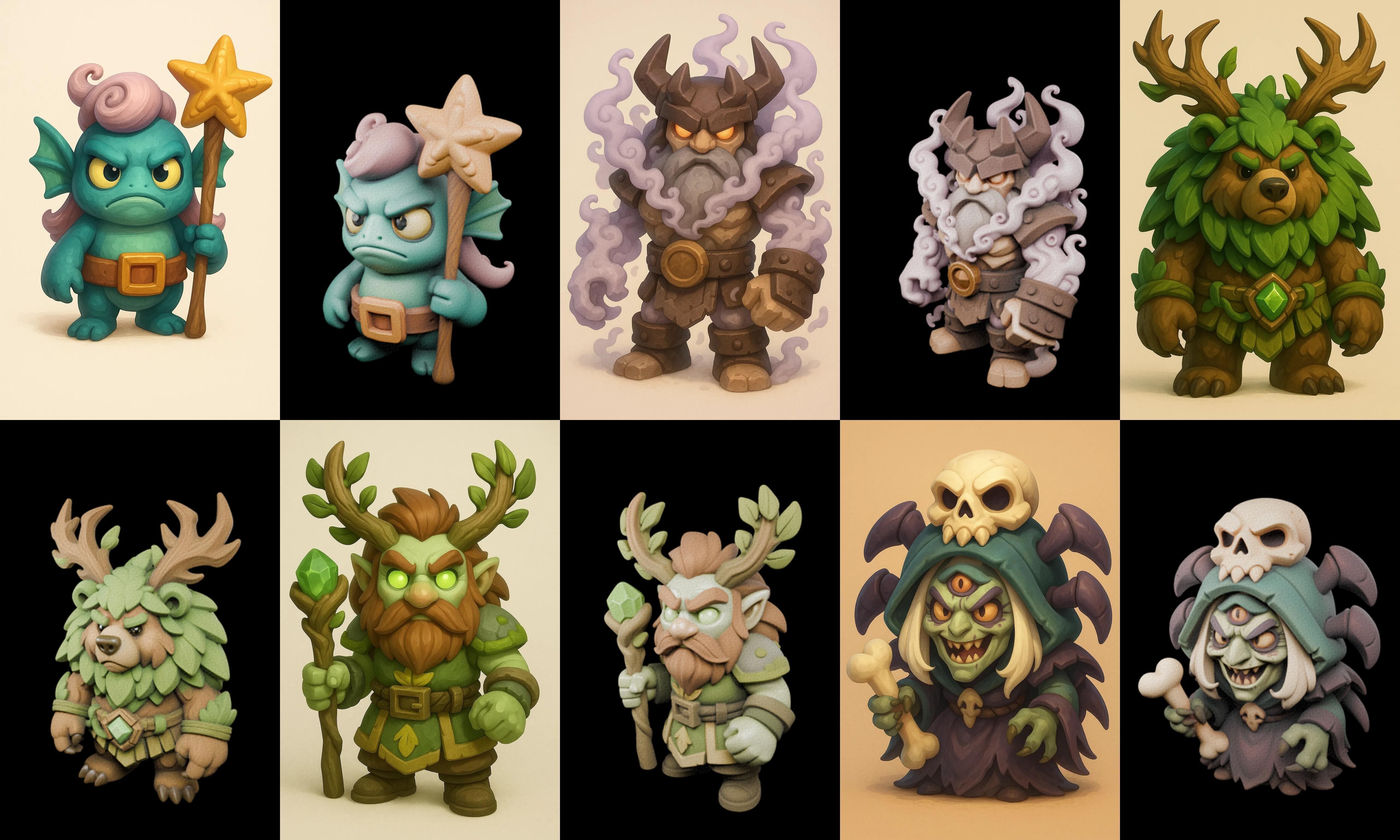 Role Play Fantasy Character bundle 71 pack 100 glb Low-poly 3D model_12