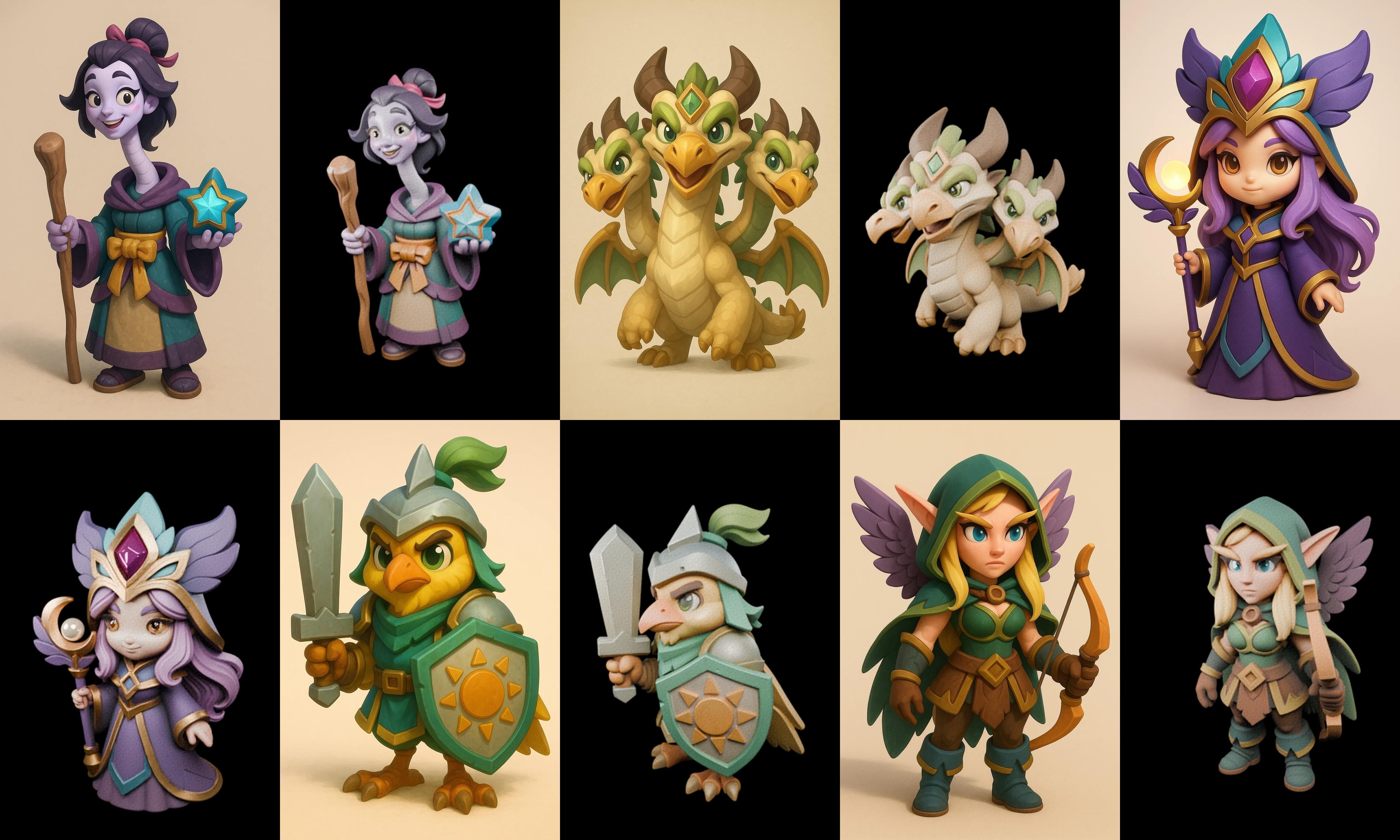 Role Play Fantasy Character bundle 70 pack 100 glb Low-poly 3D model_2