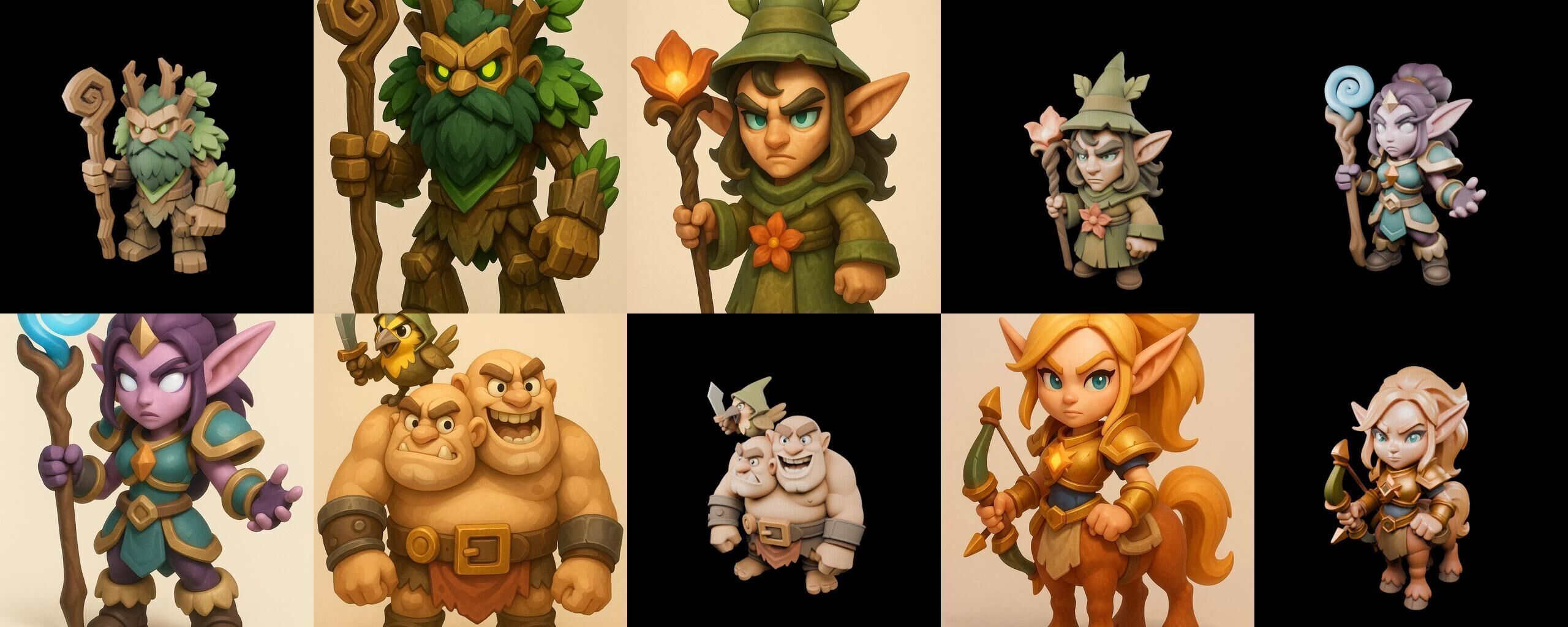 Role Play Fantasy Character bundle 70 pack 100 glb Low-poly 3D model_12