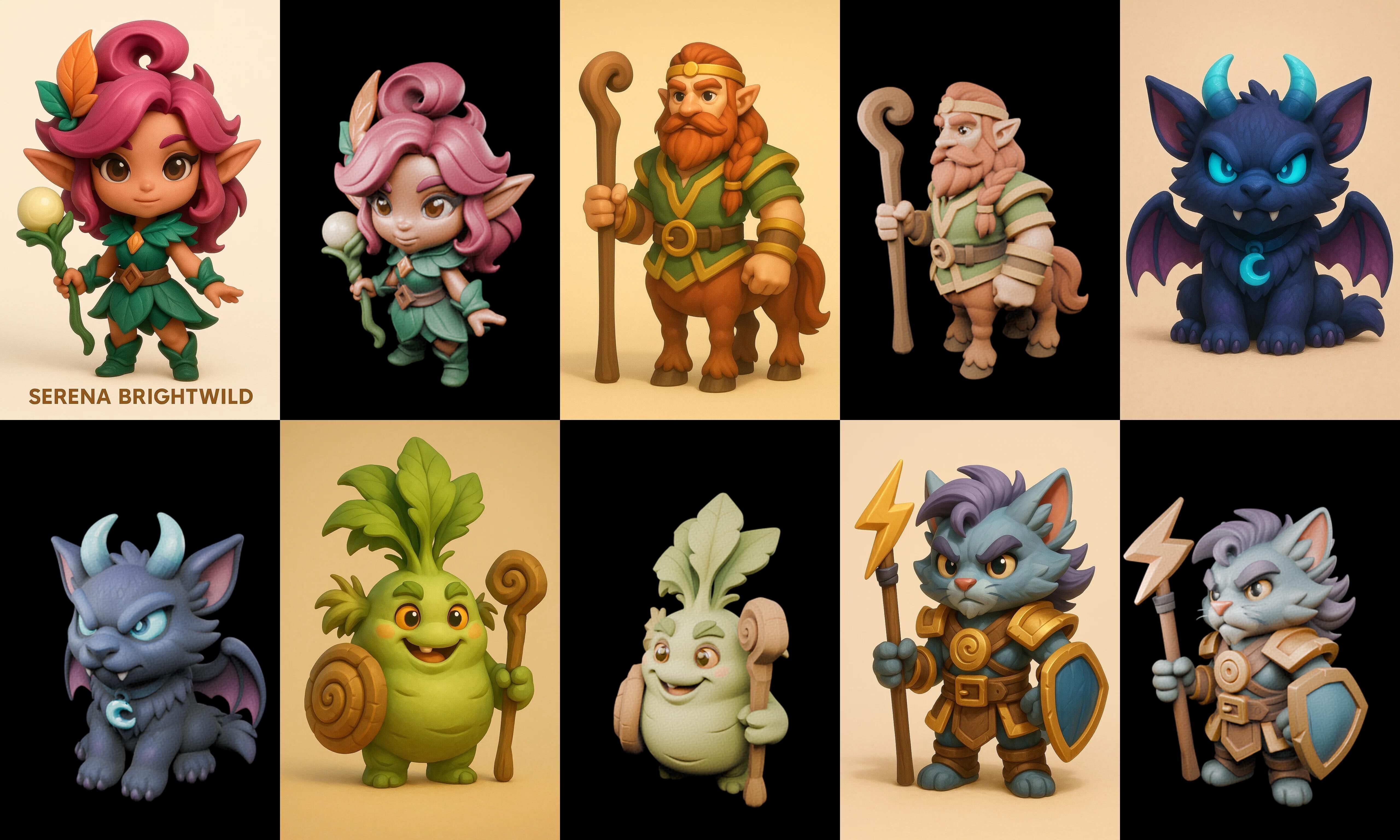 Role Play Fantasy Character bundle 70 pack 100 glb Low-poly 3D model_18