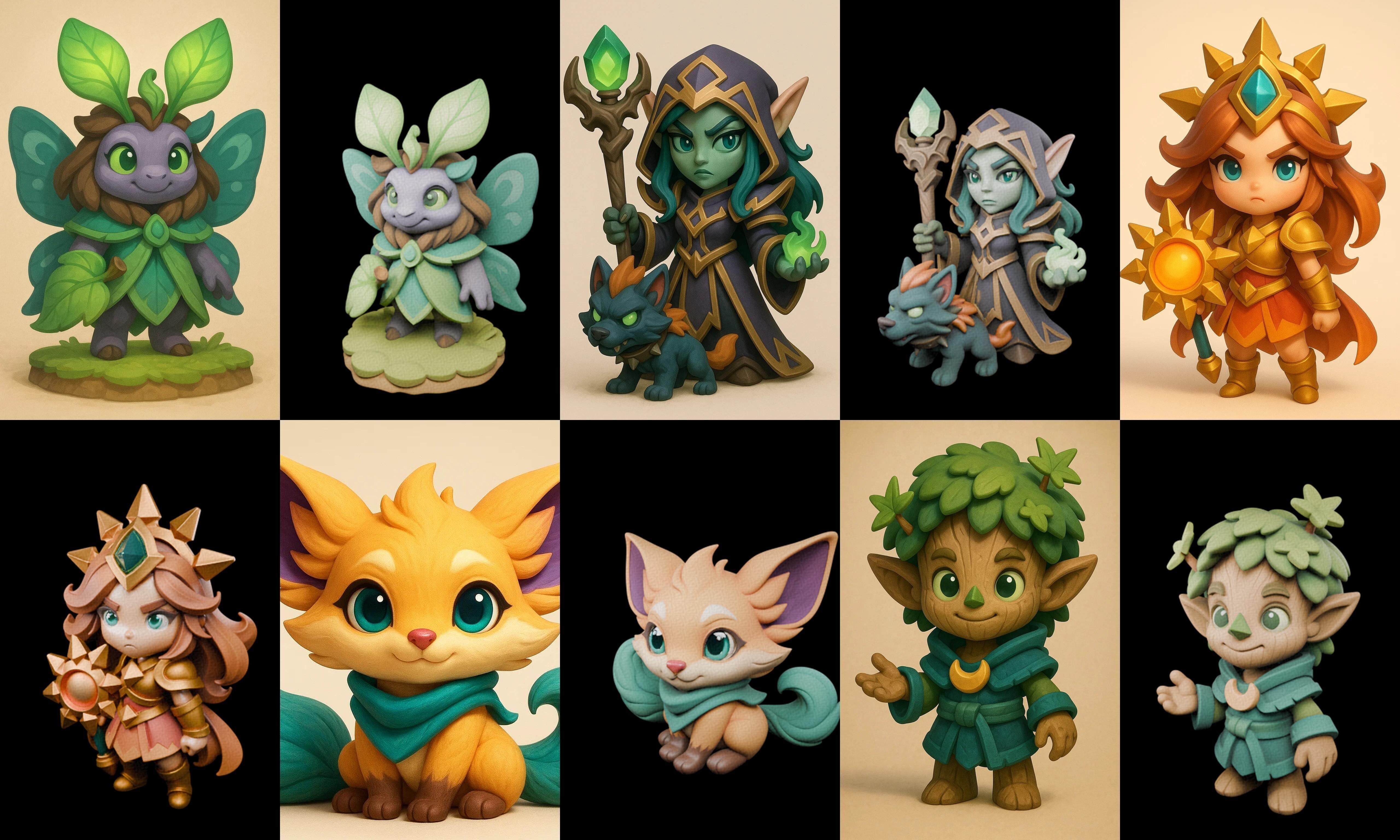 Role Play Fantasy Character bundle 70 pack 100 glb Low-poly 3D model_4