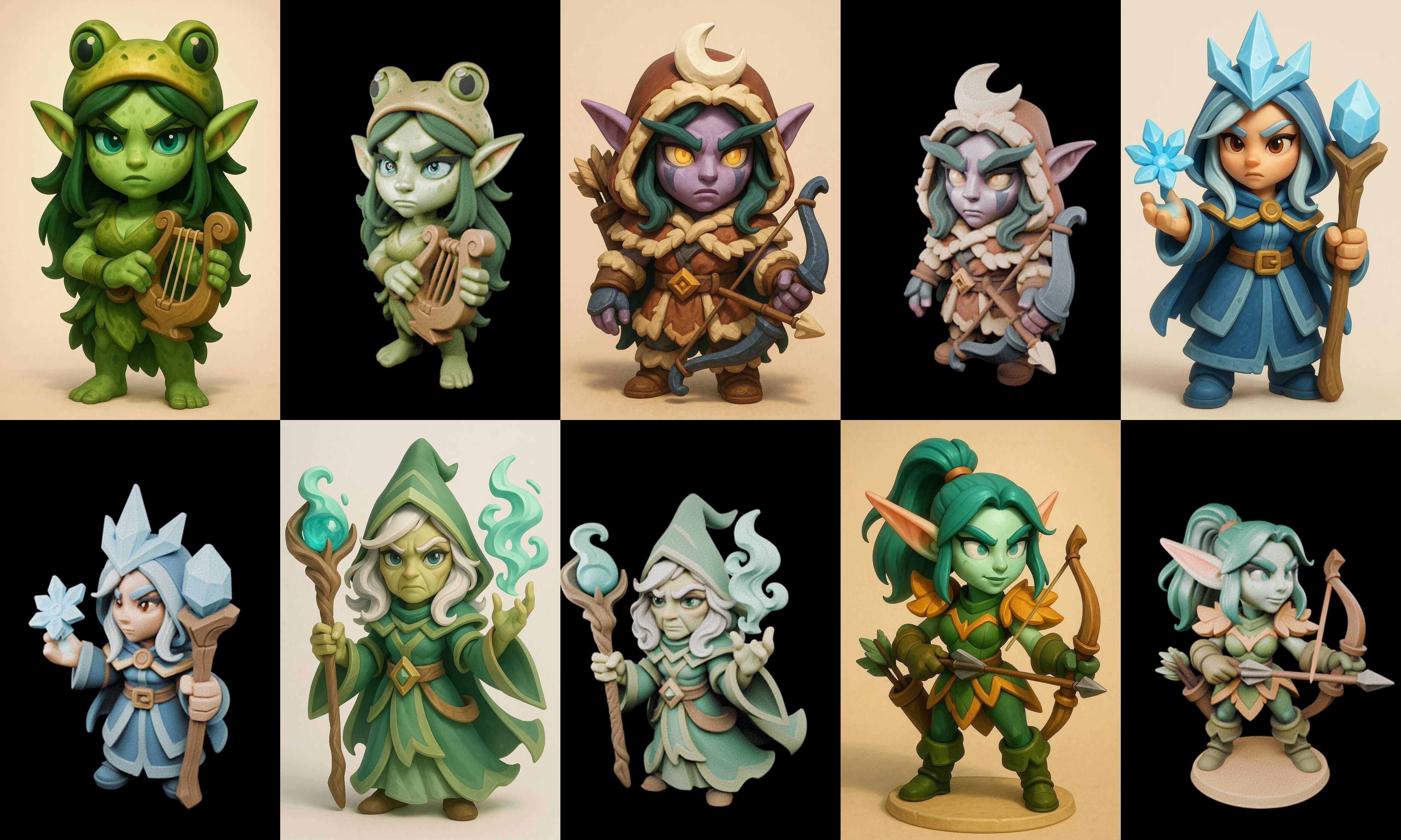 Role Play Fantasy Character bundle 70 pack 100 glb Low-poly 3D model_8