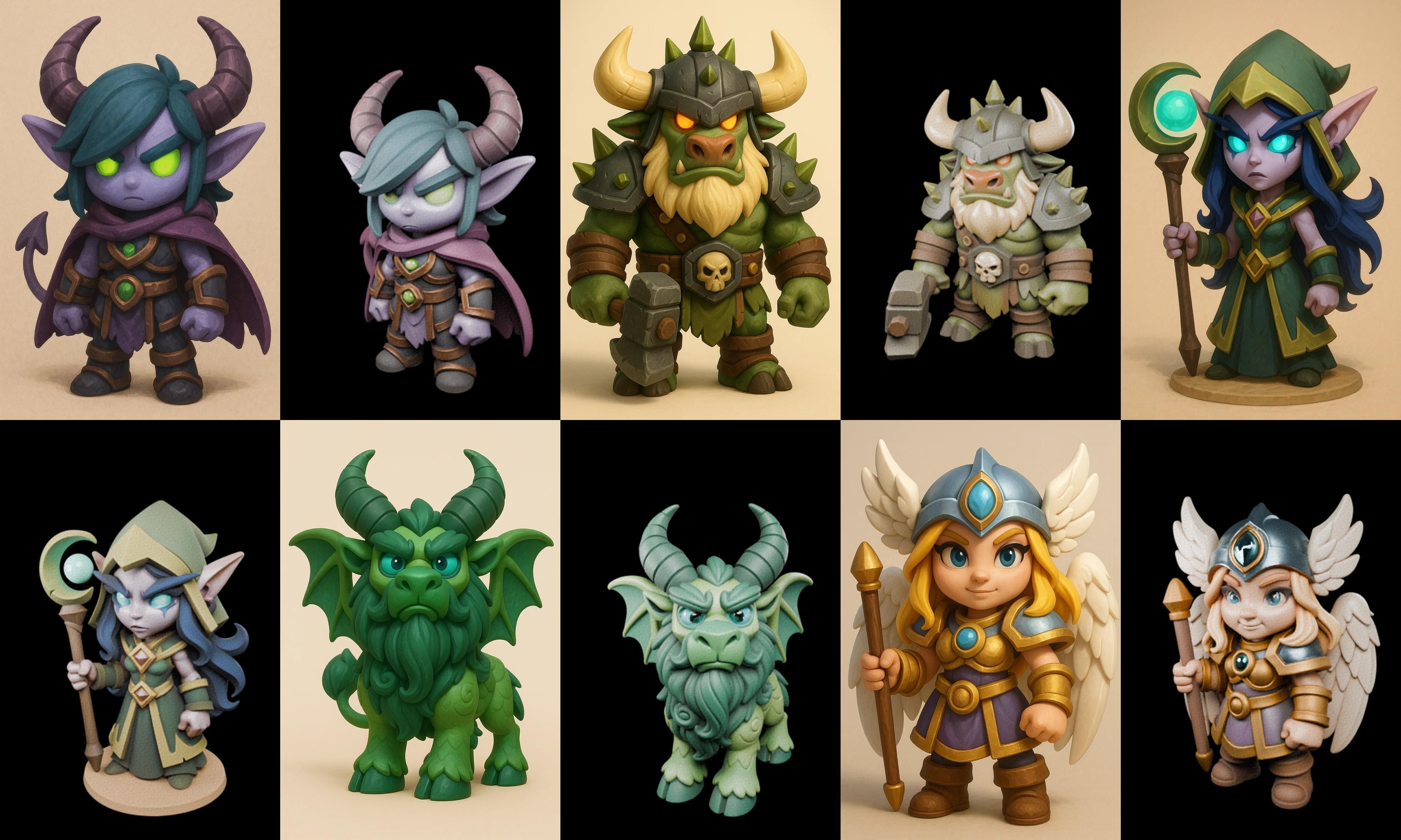 Role Play Fantasy Character bundle 70 pack 100 glb Low-poly 3D model_11