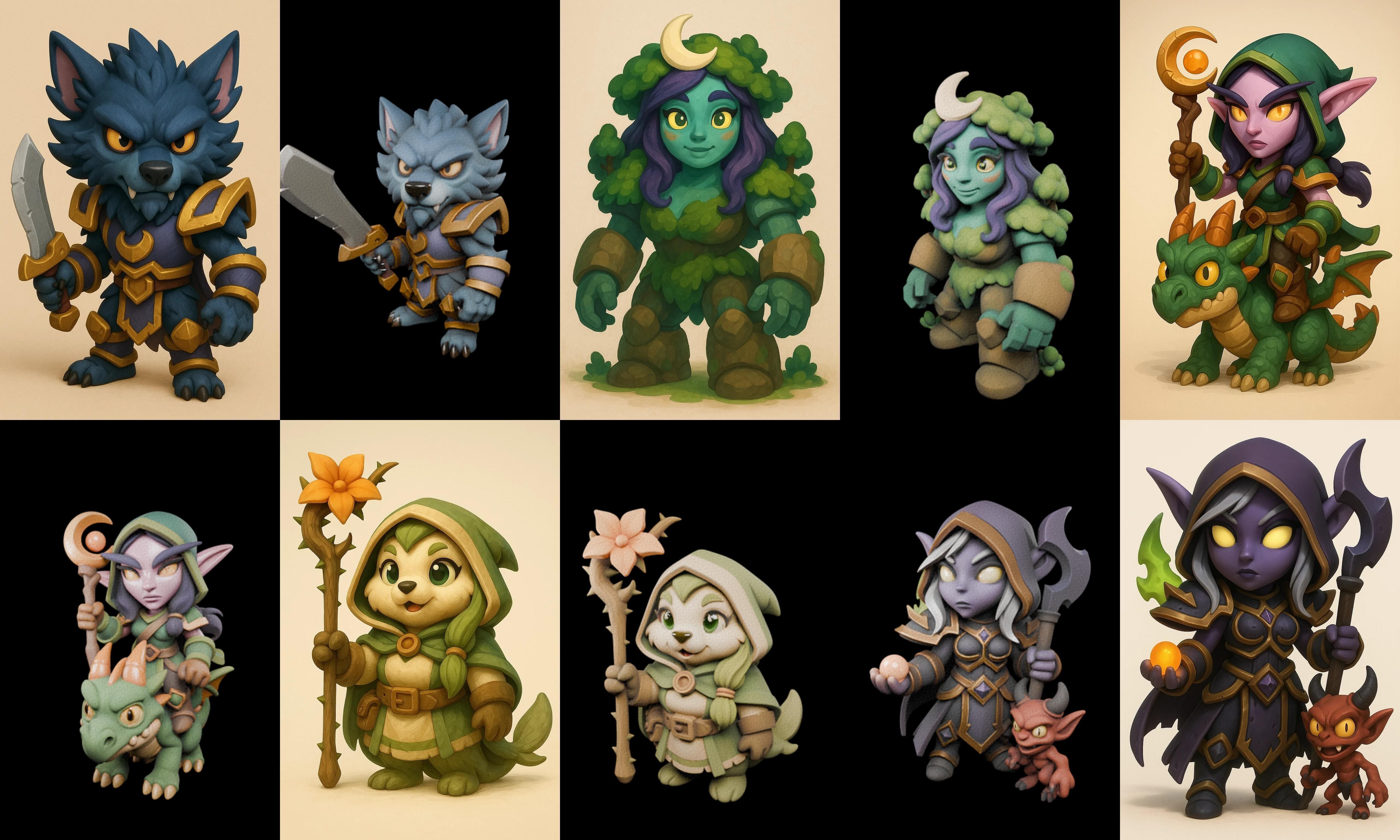 Role Play Fantasy Character bundle 7 pack 100 glb Low-poly 3D model_7