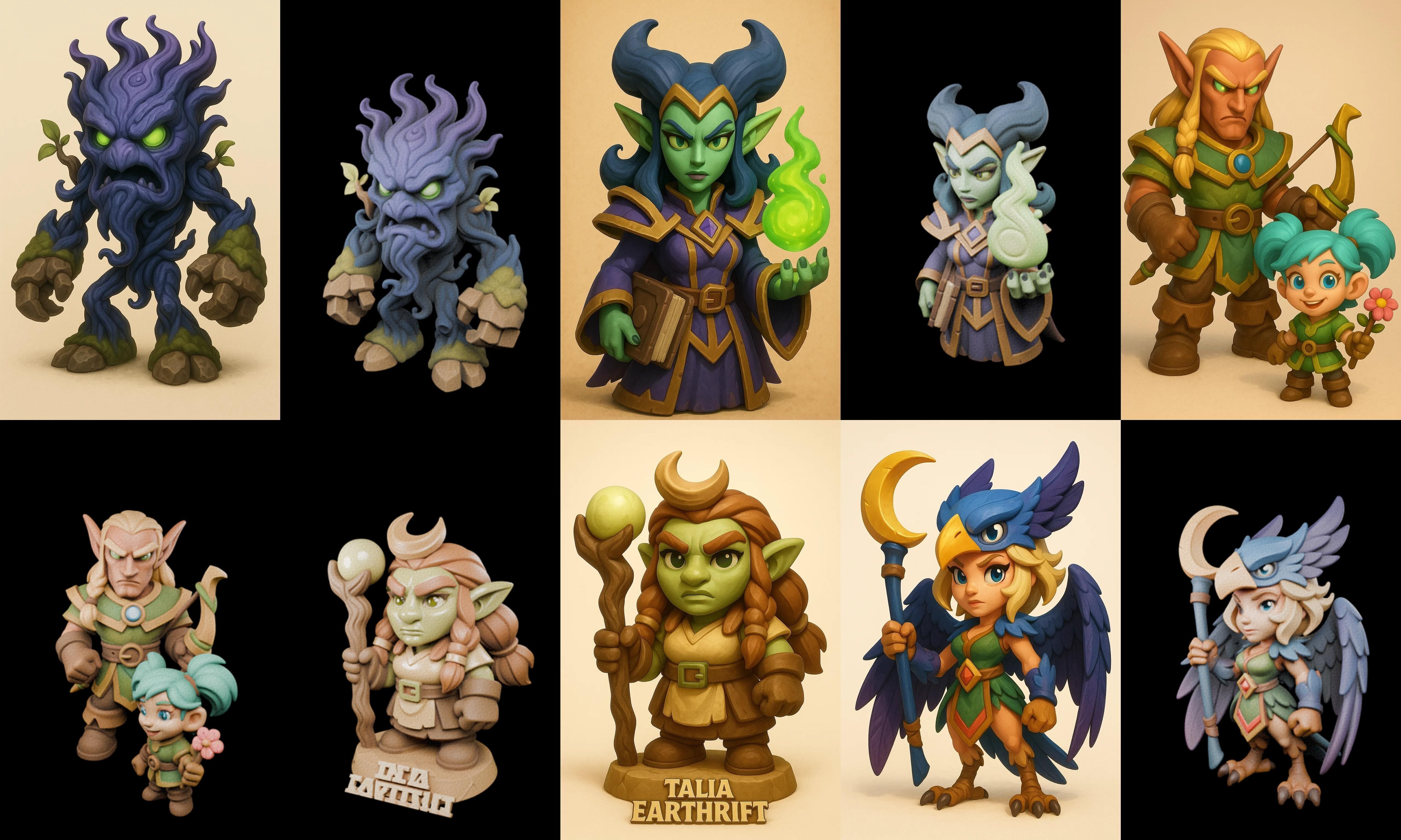 Role Play Fantasy Character bundle 7 pack 100 glb Low-poly 3D model_13