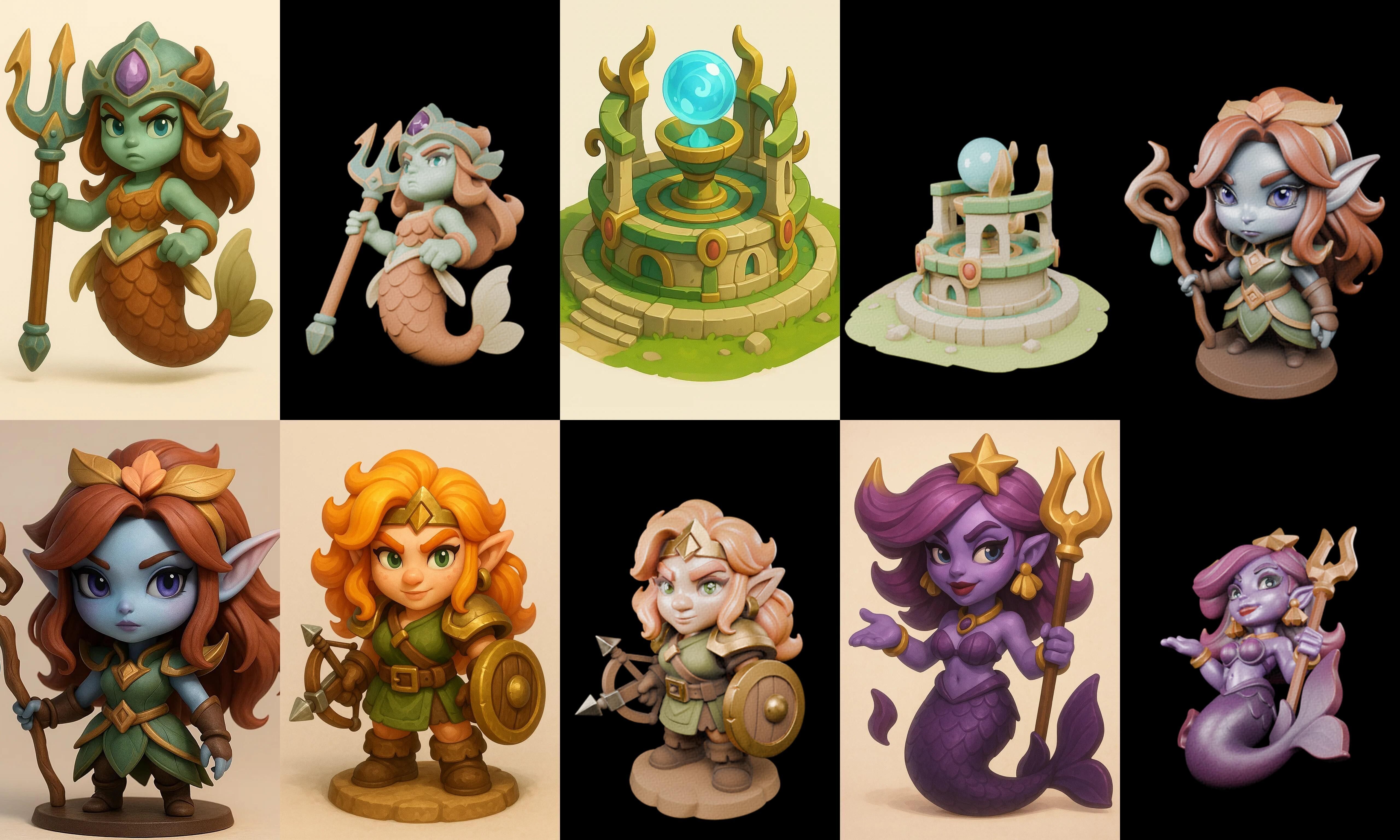 Role Play Fantasy Character bundle 7 pack 100 glb Low-poly 3D model_8