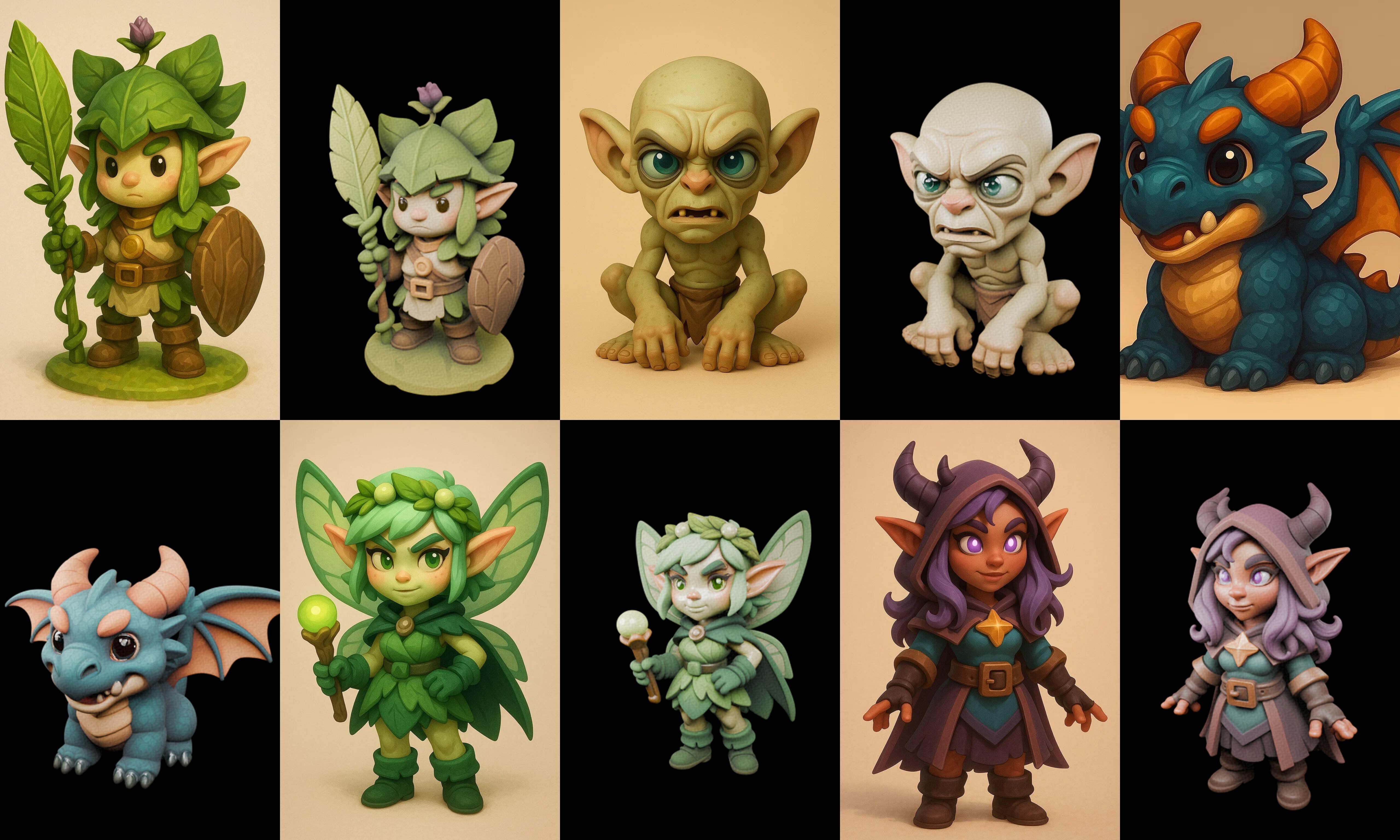 Role Play Fantasy Character bundle 7 pack 100 glb Low-poly 3D model_5