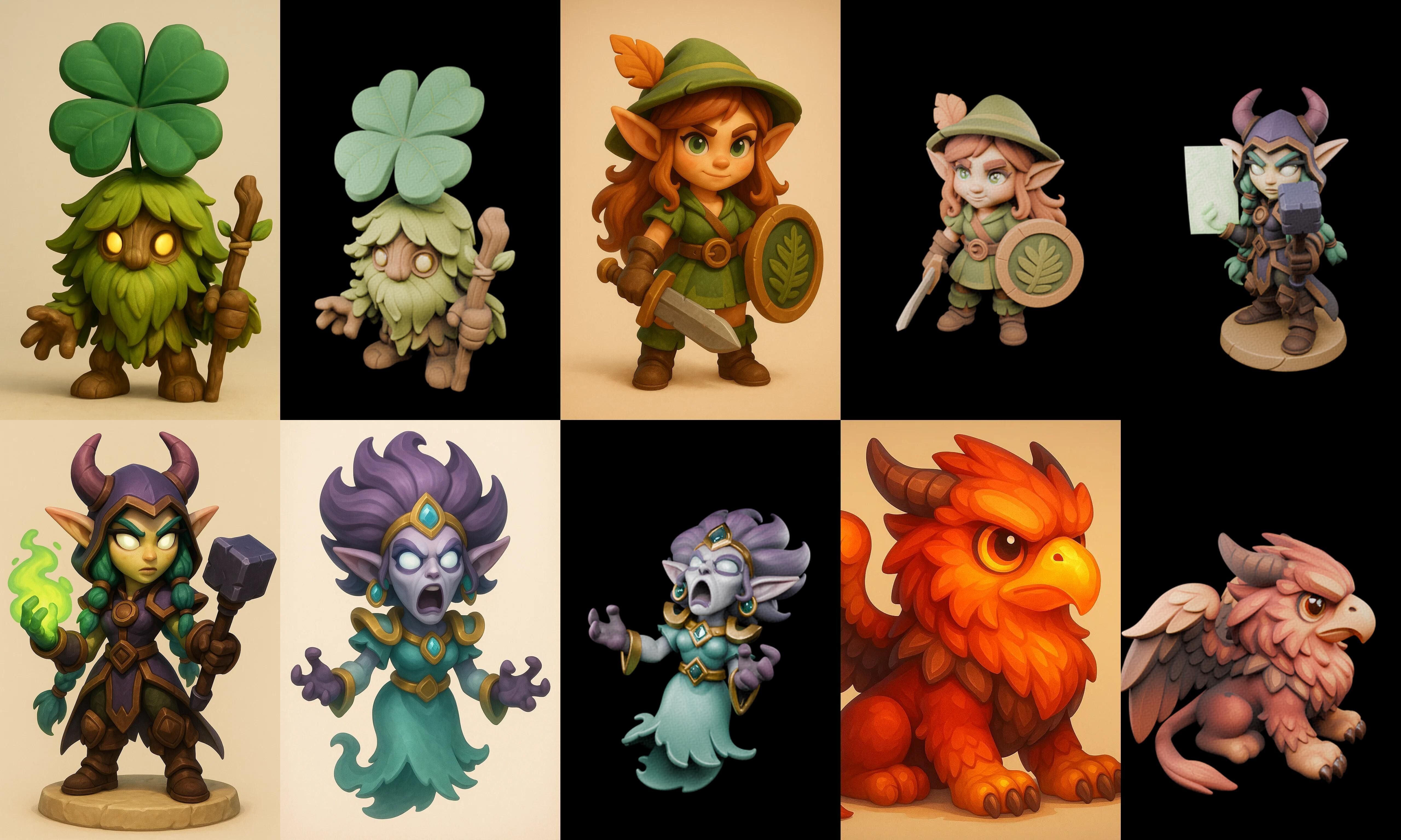 Role Play Fantasy Character bundle 7 pack 100 glb Low-poly 3D model_15