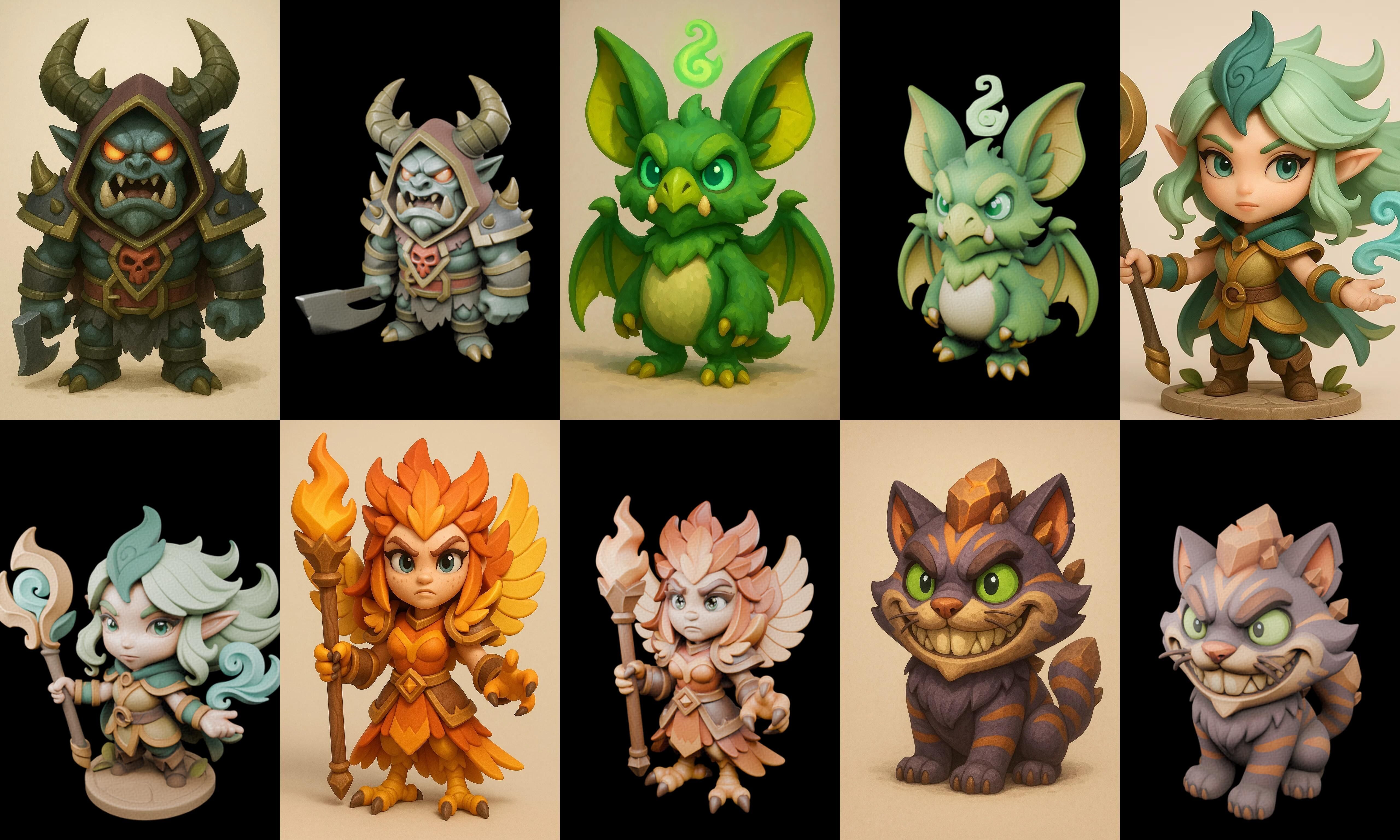 Role Play Fantasy Character bundle 7 pack 100 glb Low-poly 3D model_12