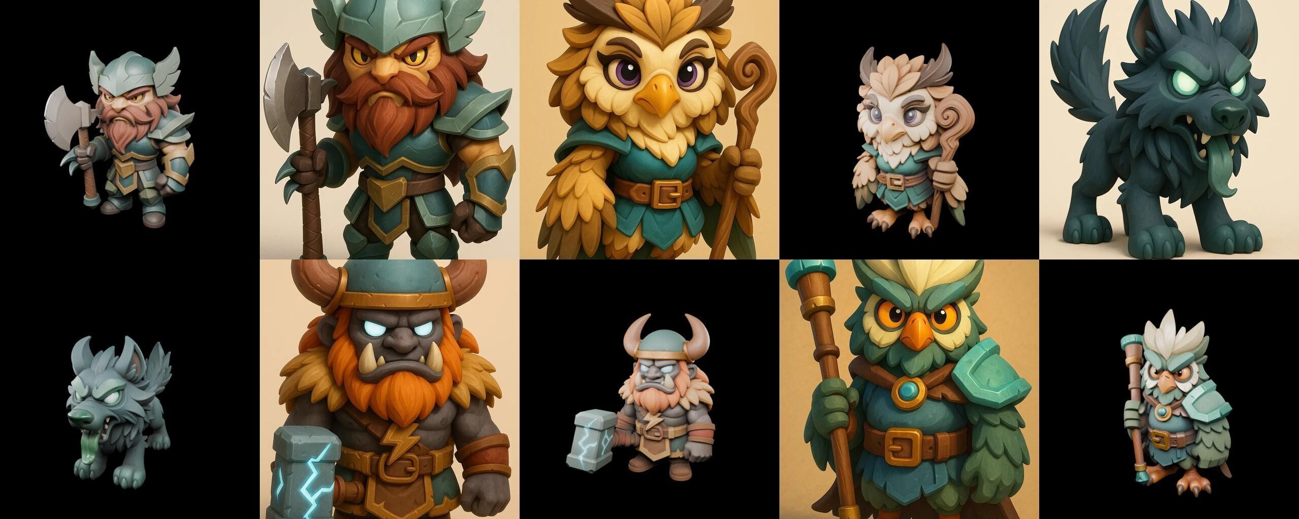 Role Play Fantasy Character bundle 7 pack 100 glb Low-poly 3D model_9