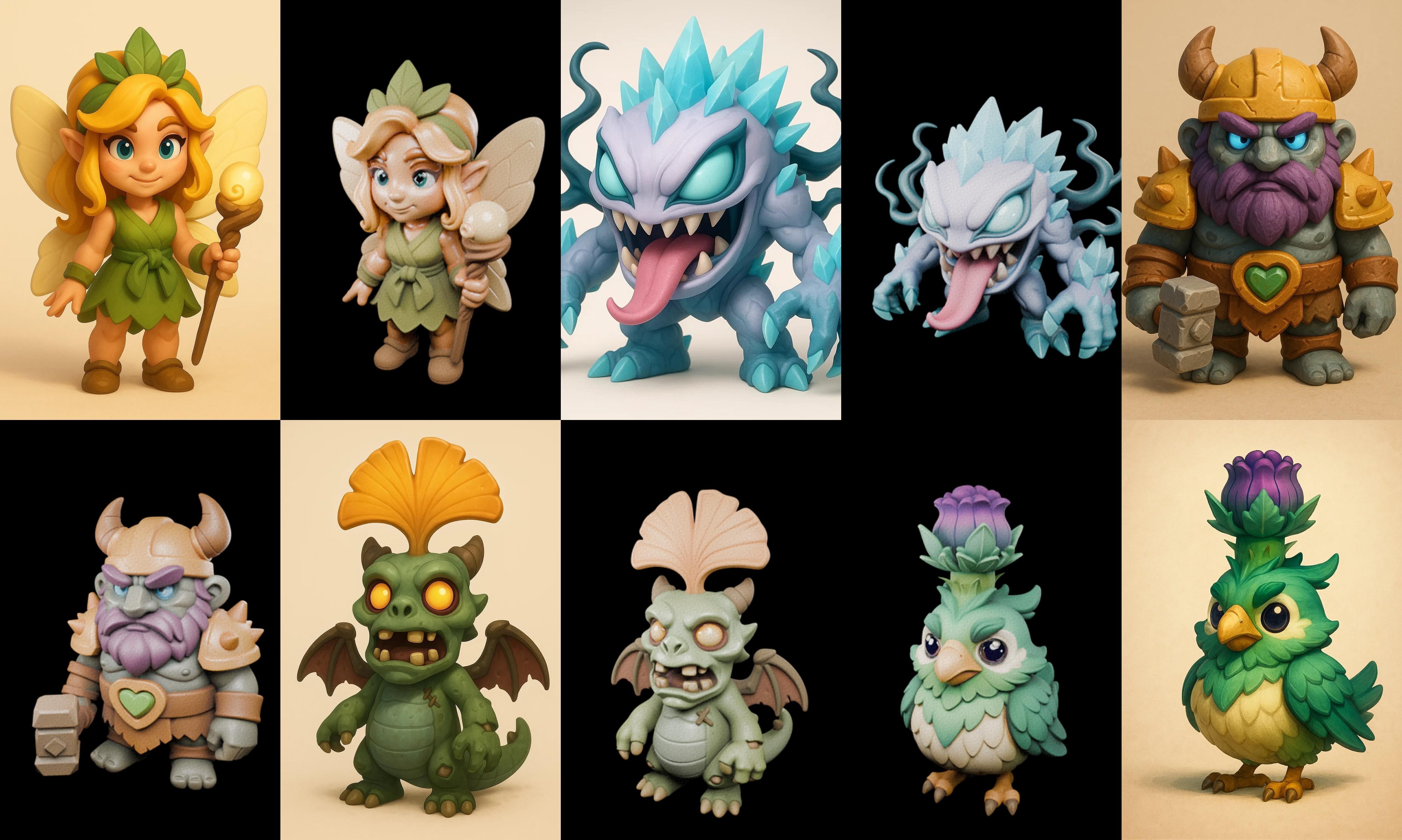 Role Play Fantasy Character bundle 7 pack 100 glb Low-poly 3D model_10
