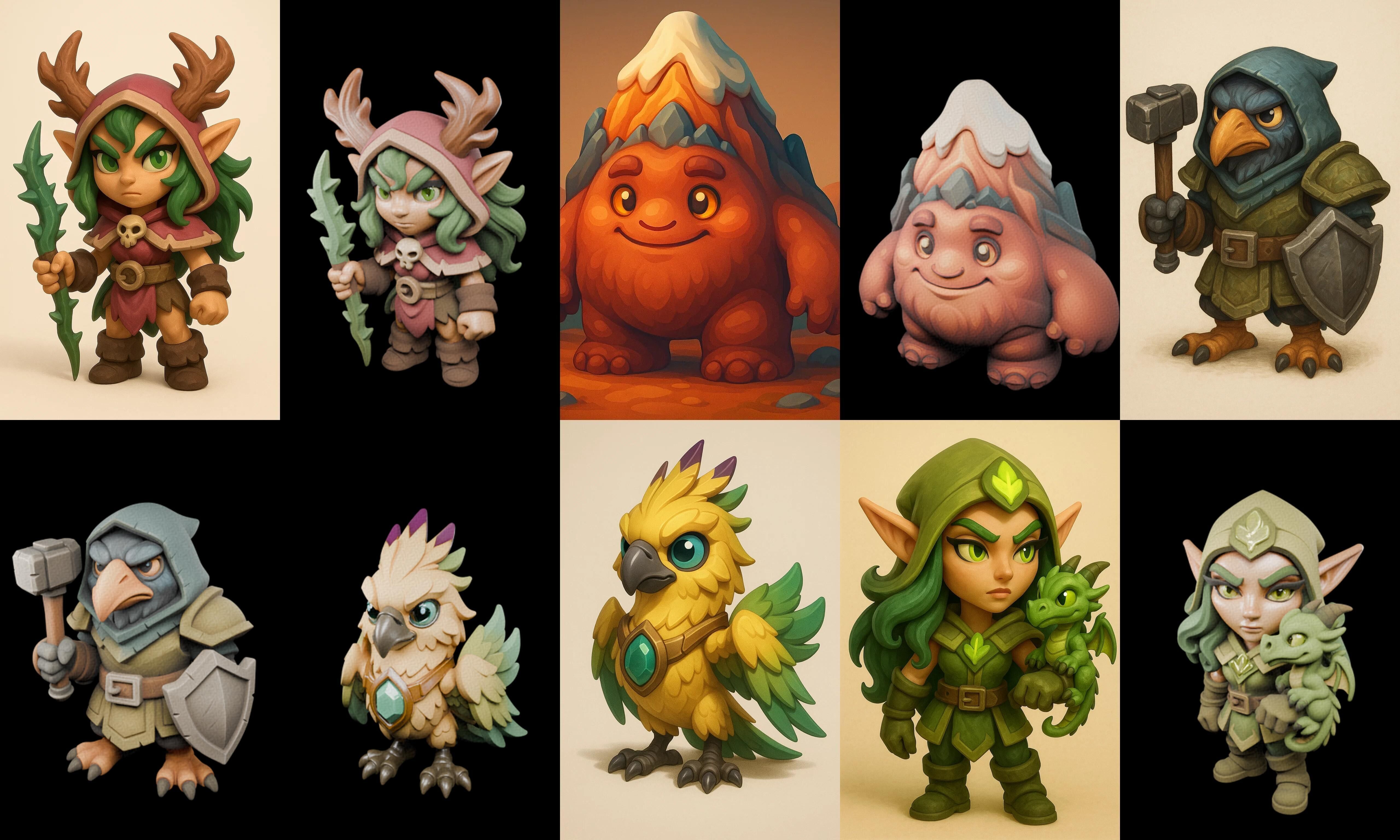 Role Play Fantasy Character bundle 7 pack 100 glb Low-poly 3D model_19