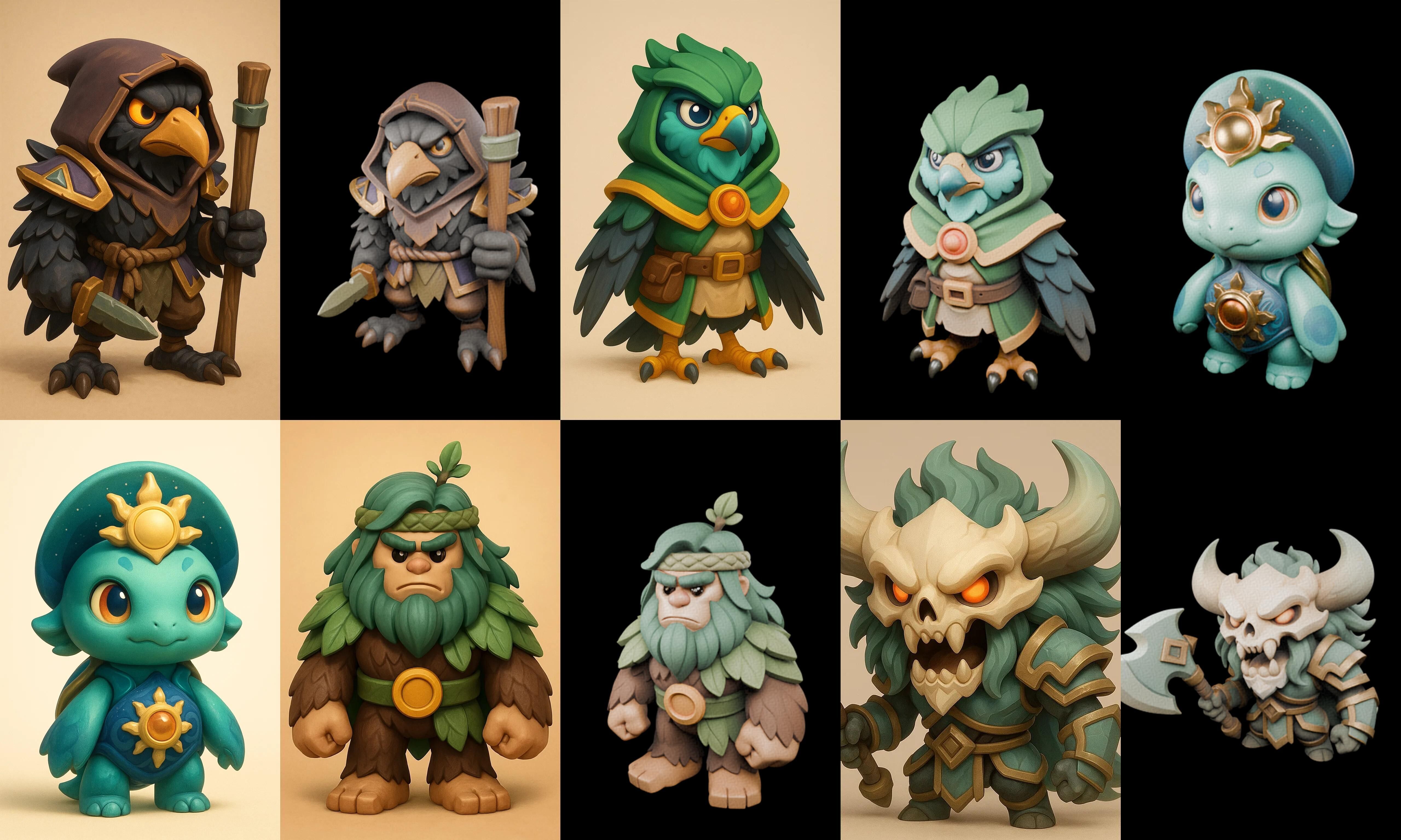 Role Play Fantasy Character bundle 7 pack 100 glb Low-poly 3D model_16