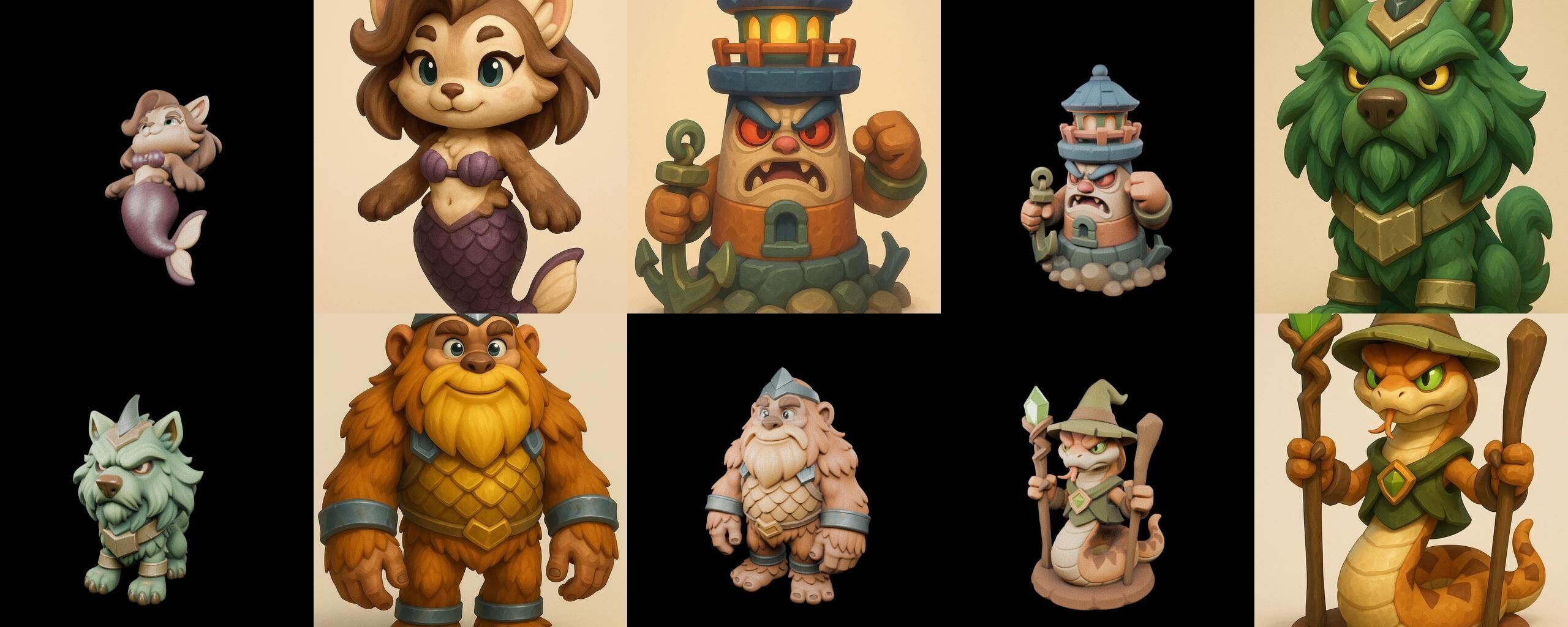 Role Play Fantasy Character bundle 7 pack 100 glb Low-poly 3D model_6