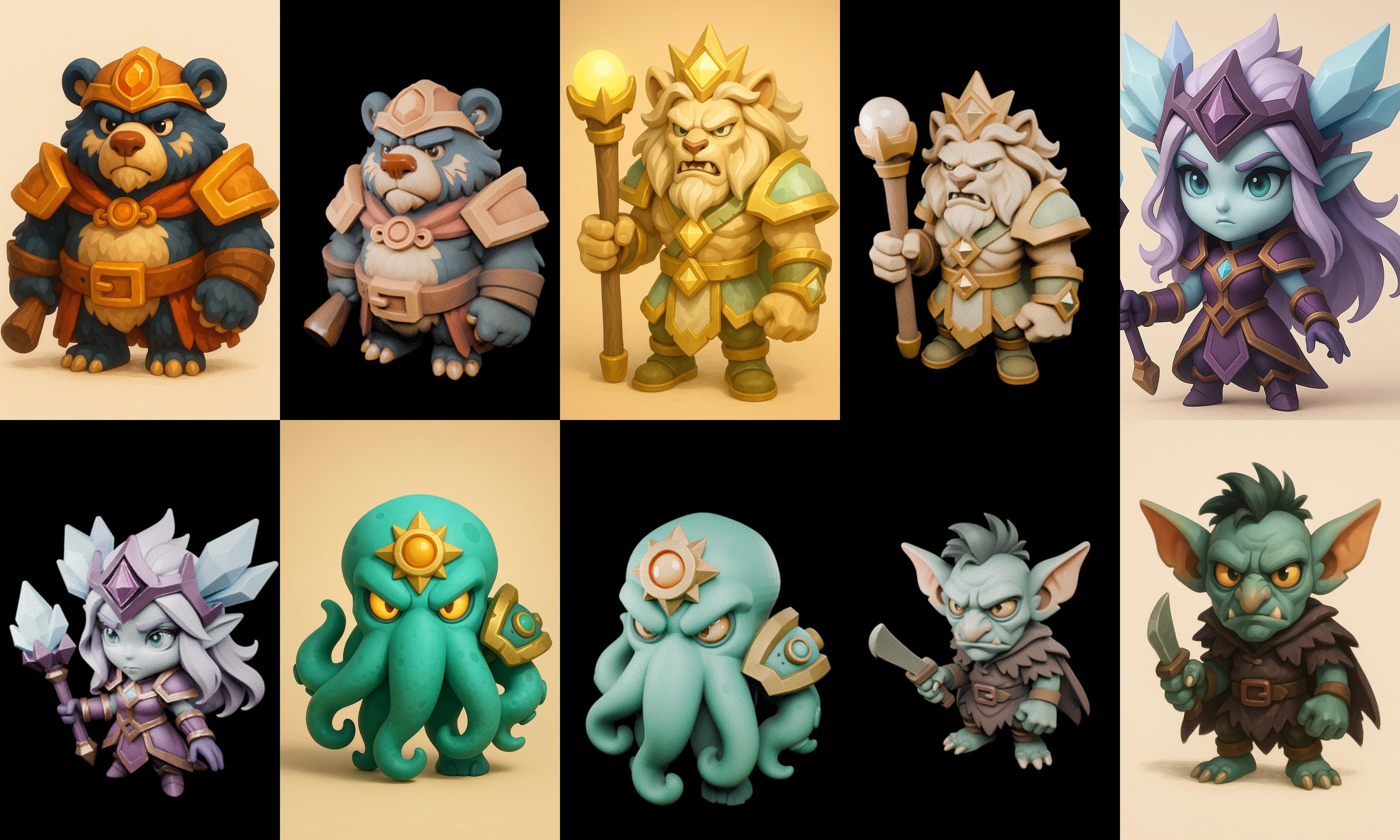 Role Play Fantasy Character bundle 7 pack 100 glb Low-poly 3D model_3