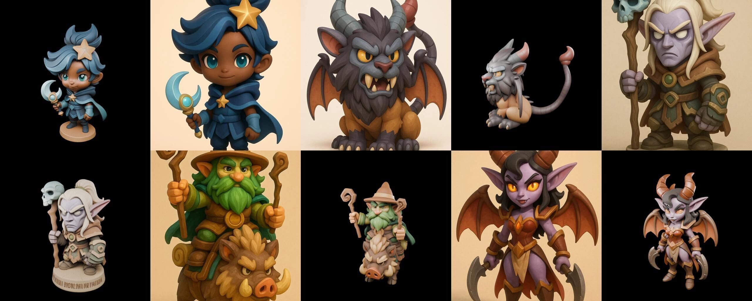 Role Play Fantasy Character bundle 7 pack 100 glb Low-poly 3D model_14